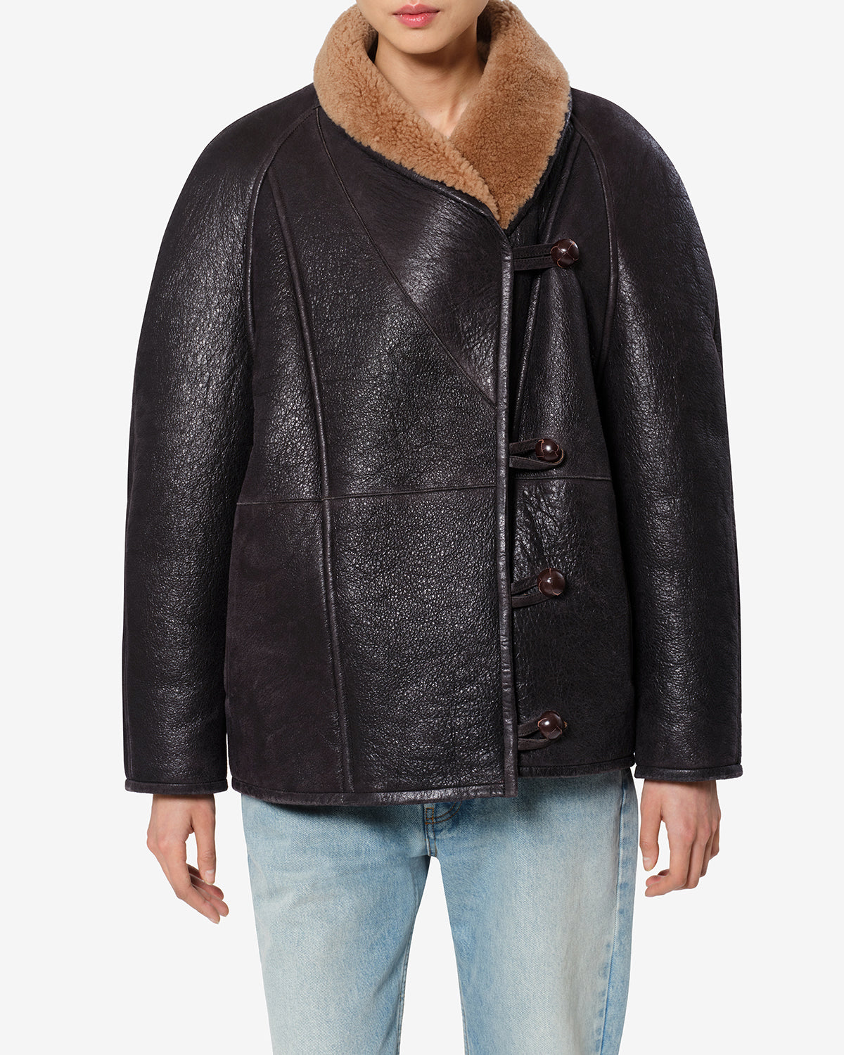 Isabel Marant Manteaux Camber manteau marron peau lainée
