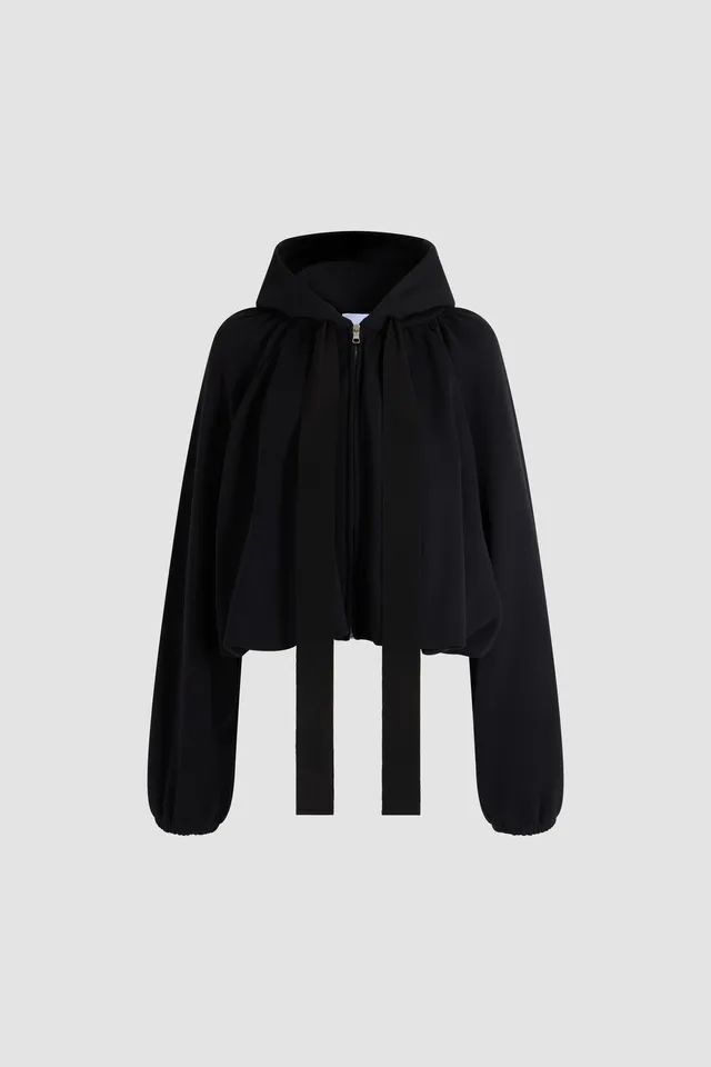 Patou JE266 hoodie zip noir coton bio volume