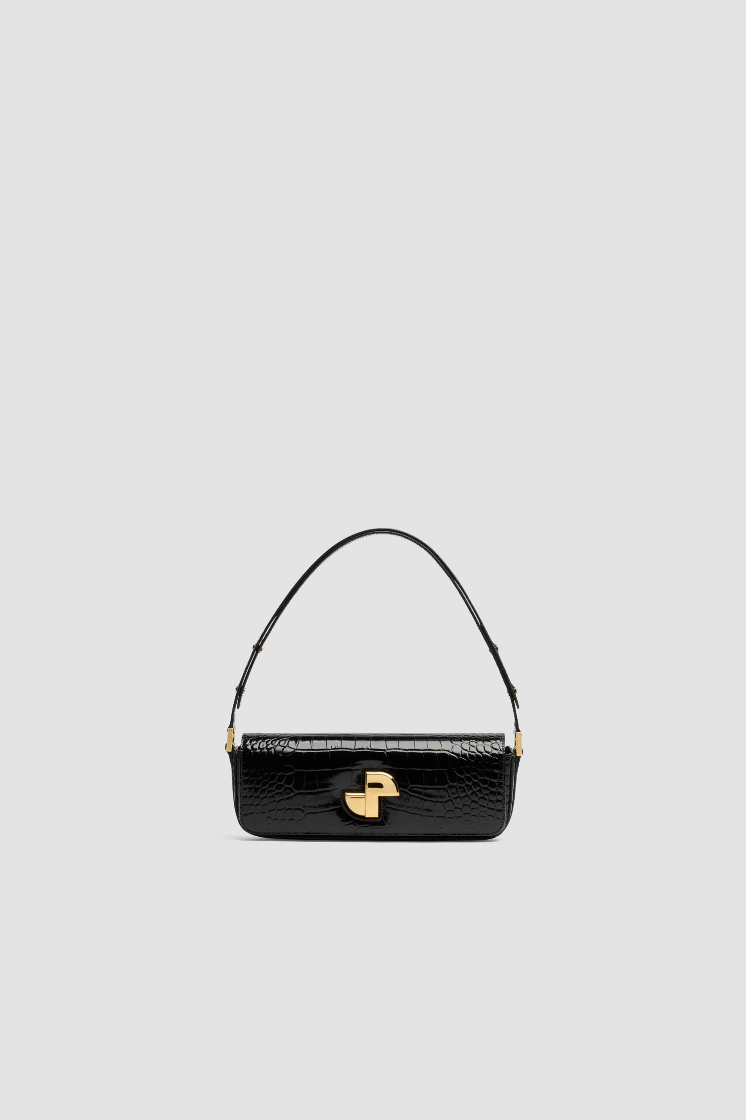 Patou H25BA0205044999B sac cuir croco noir Le Lock