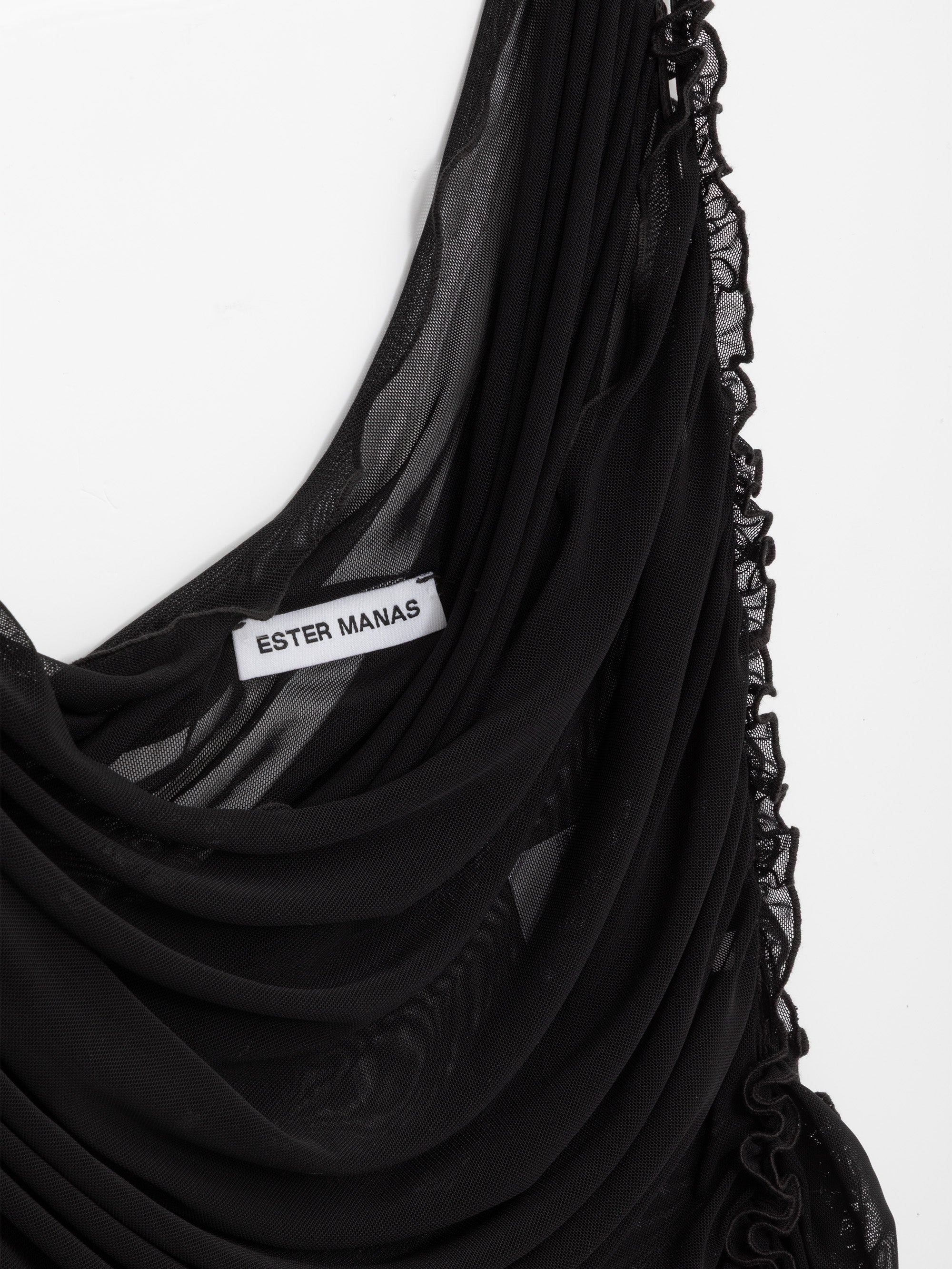 Ester Manas Midnight robe noire mesh froncée Regular