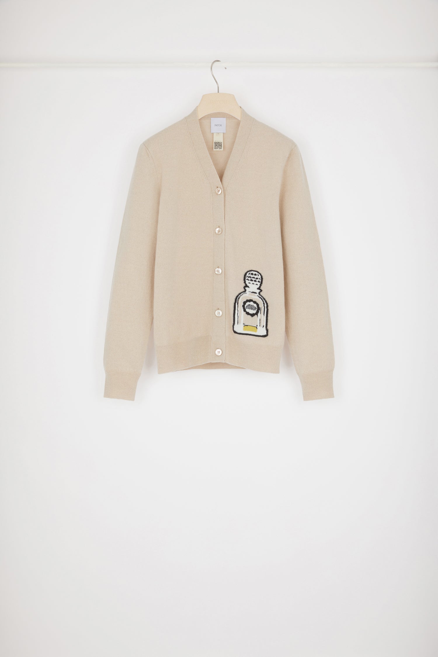 Patou KN100 cardigan laine Biscuit col V