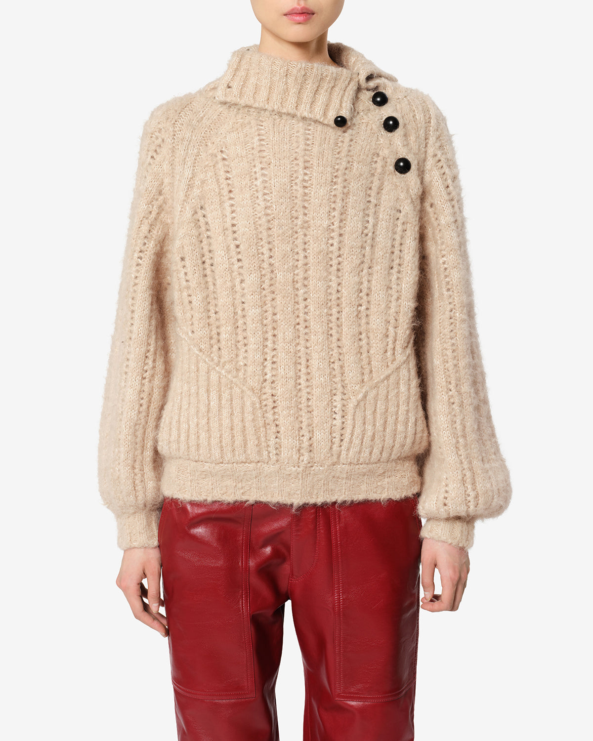 Isabel Marant Lily pull beige alpaga col montant