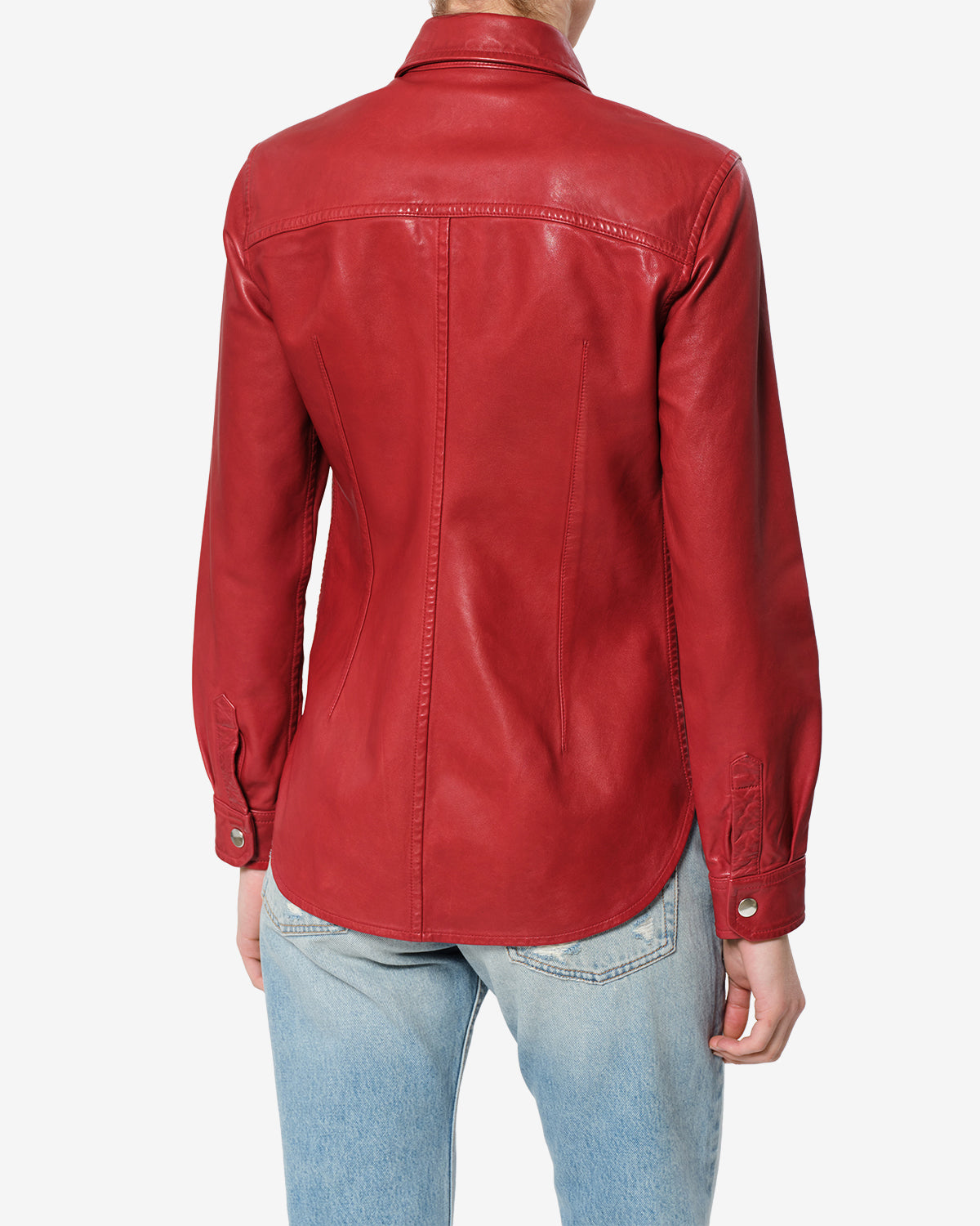 Isabel Marant Valdy chemise cuir rouge agneau