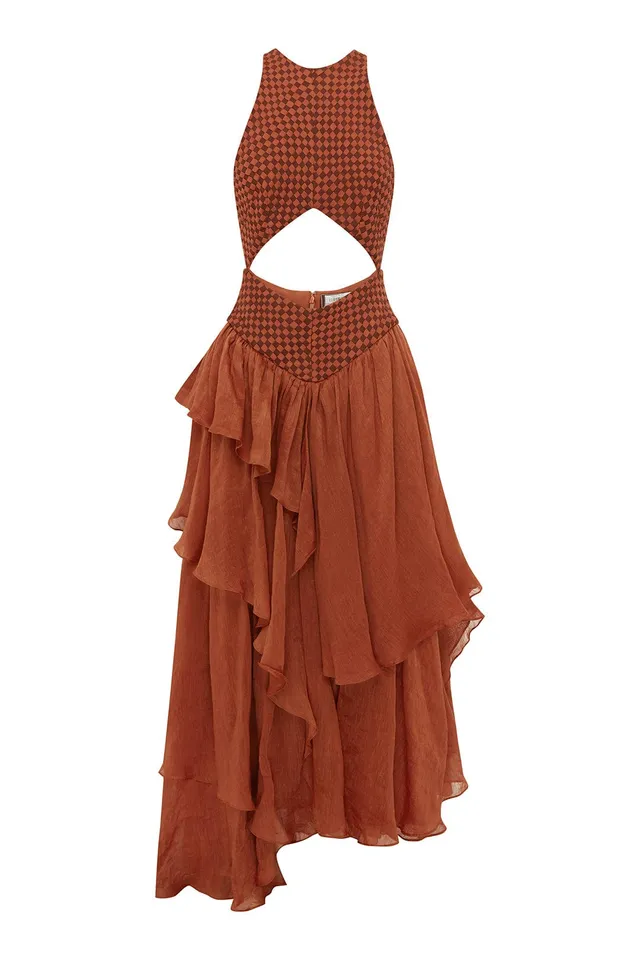 Alemaïs Sabi robe midi volants dos découpé