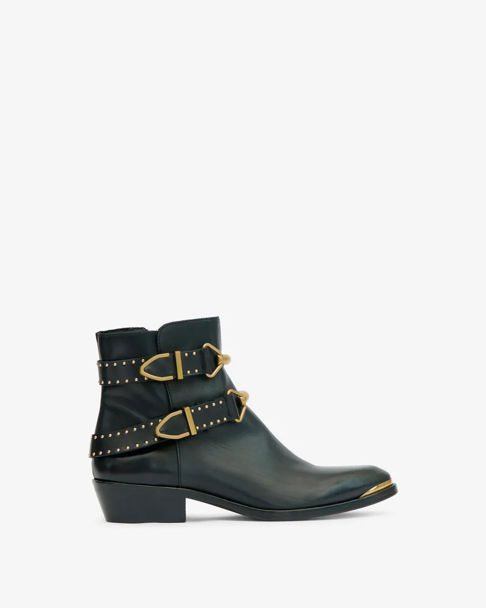 Isabel Marant Zalya boots santiag cuir noir talon 3 cm