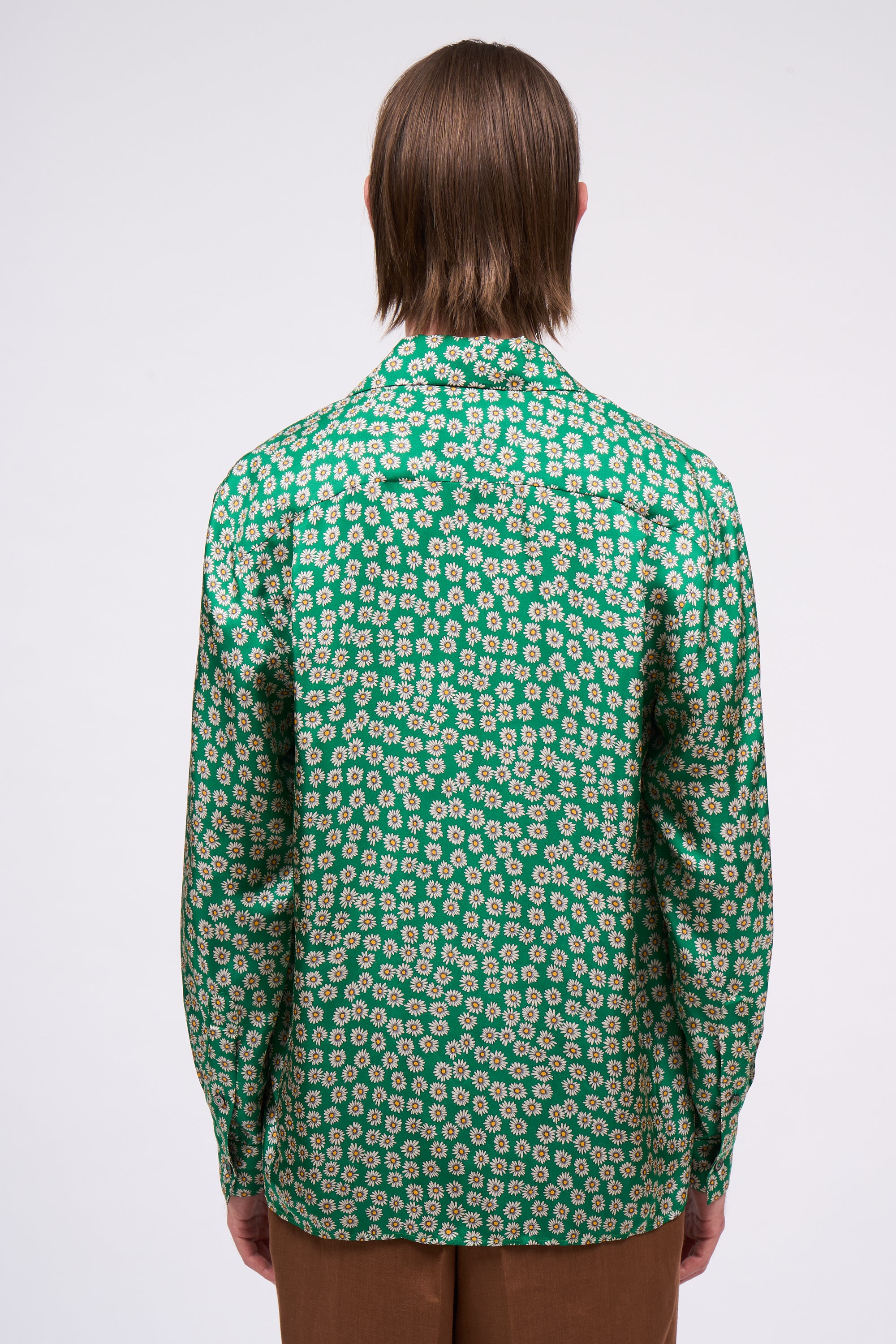 Paul & Joe Erika chemise homme soie vert marguerites