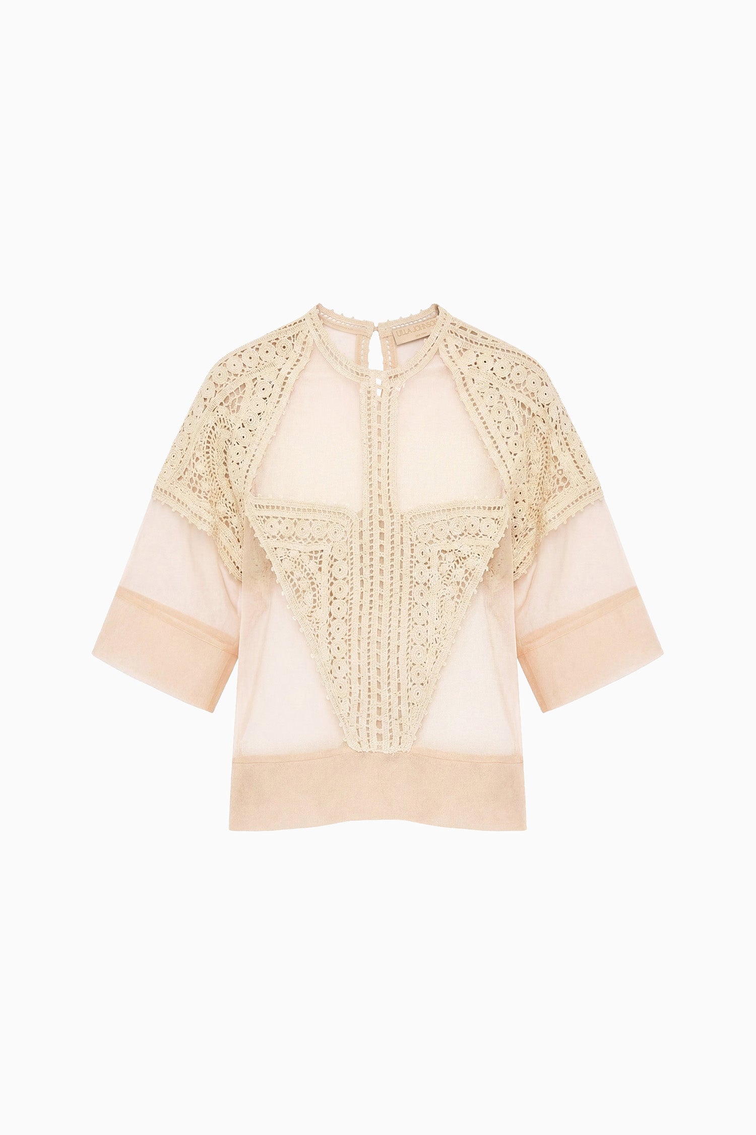 Ulla Johnson Tess top crochet tulle Sandstone