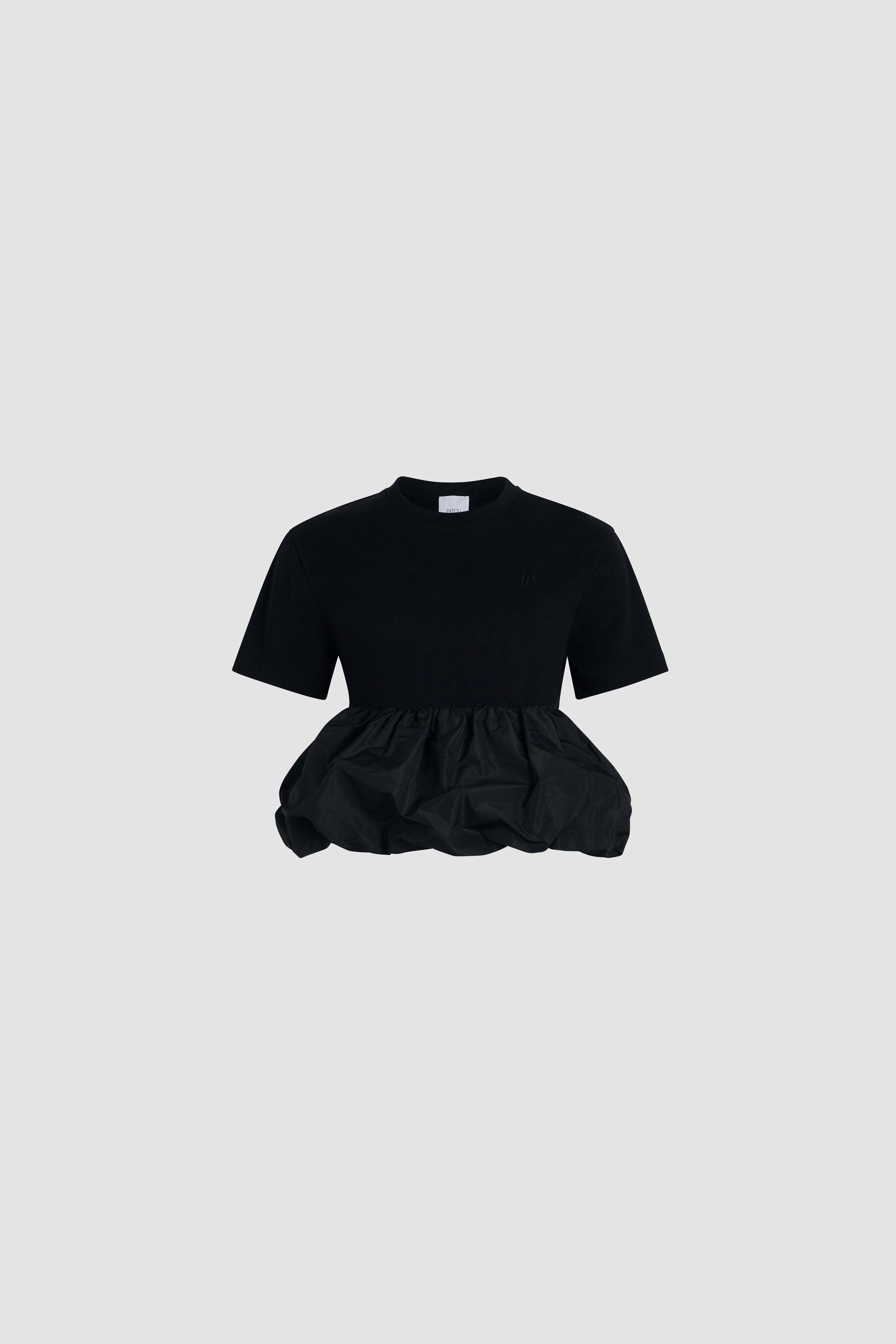 Patou P25JE1519990999B t-shirt coton noir volant faille