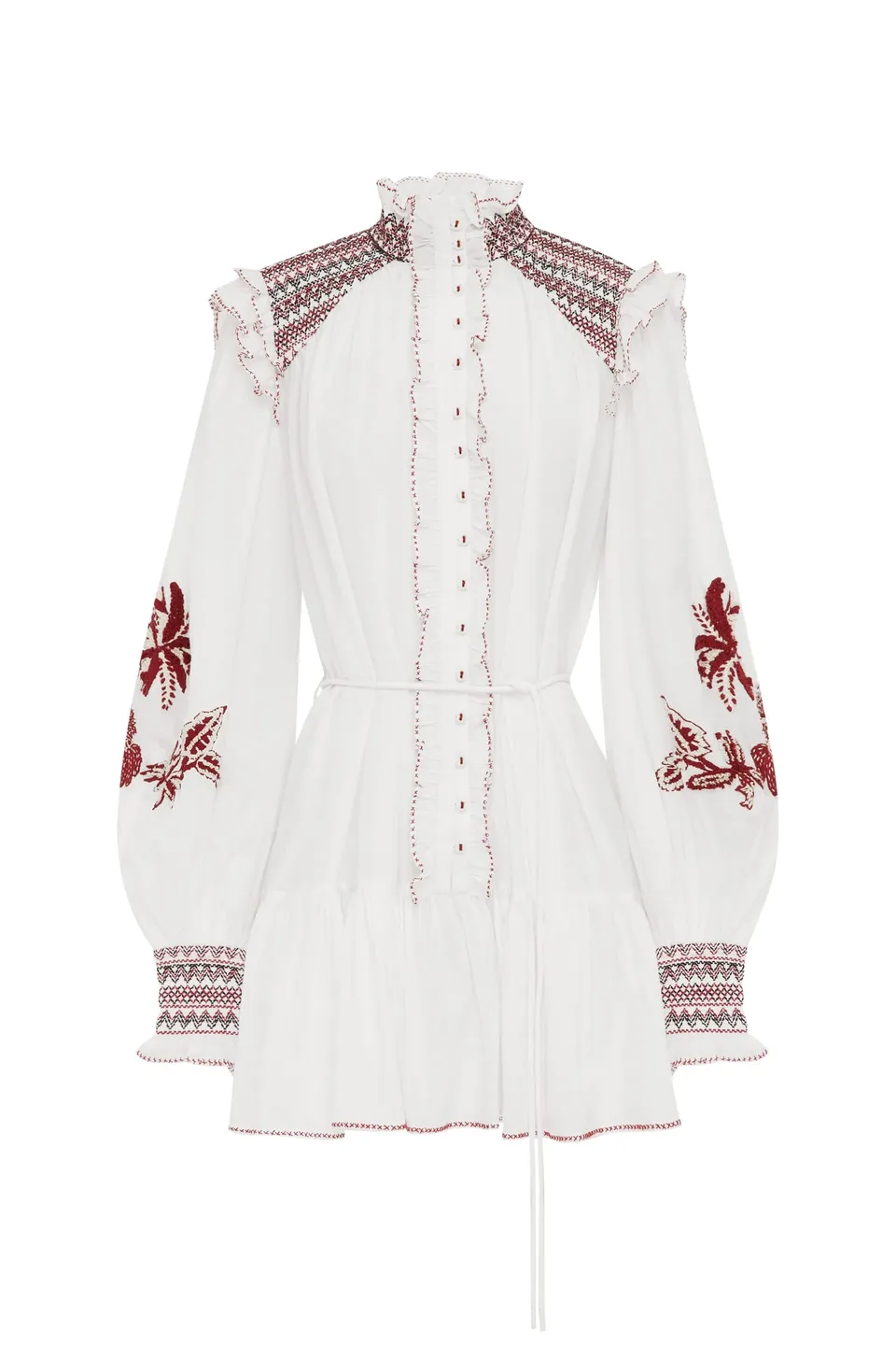 Alemäis Odie robe mini brodée coton et soie volants
