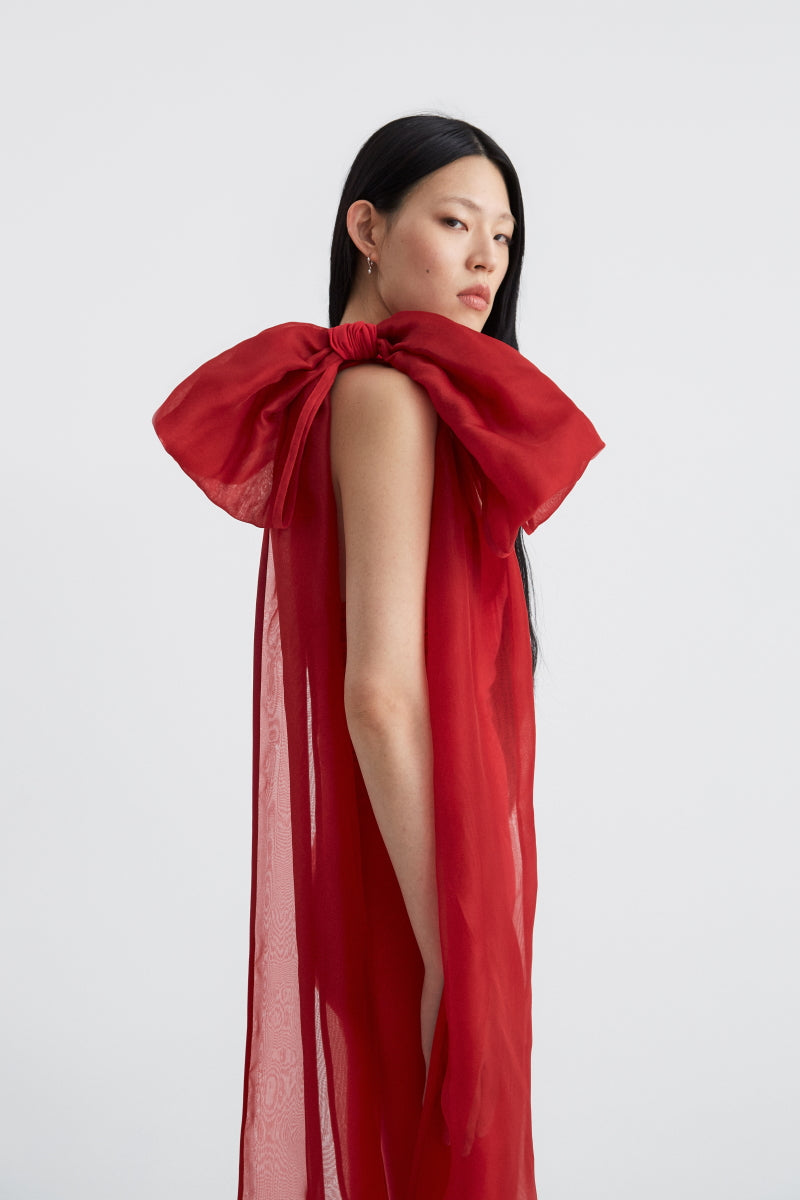 ATU Body Couture Catsuits combinaison rouge noeud organza