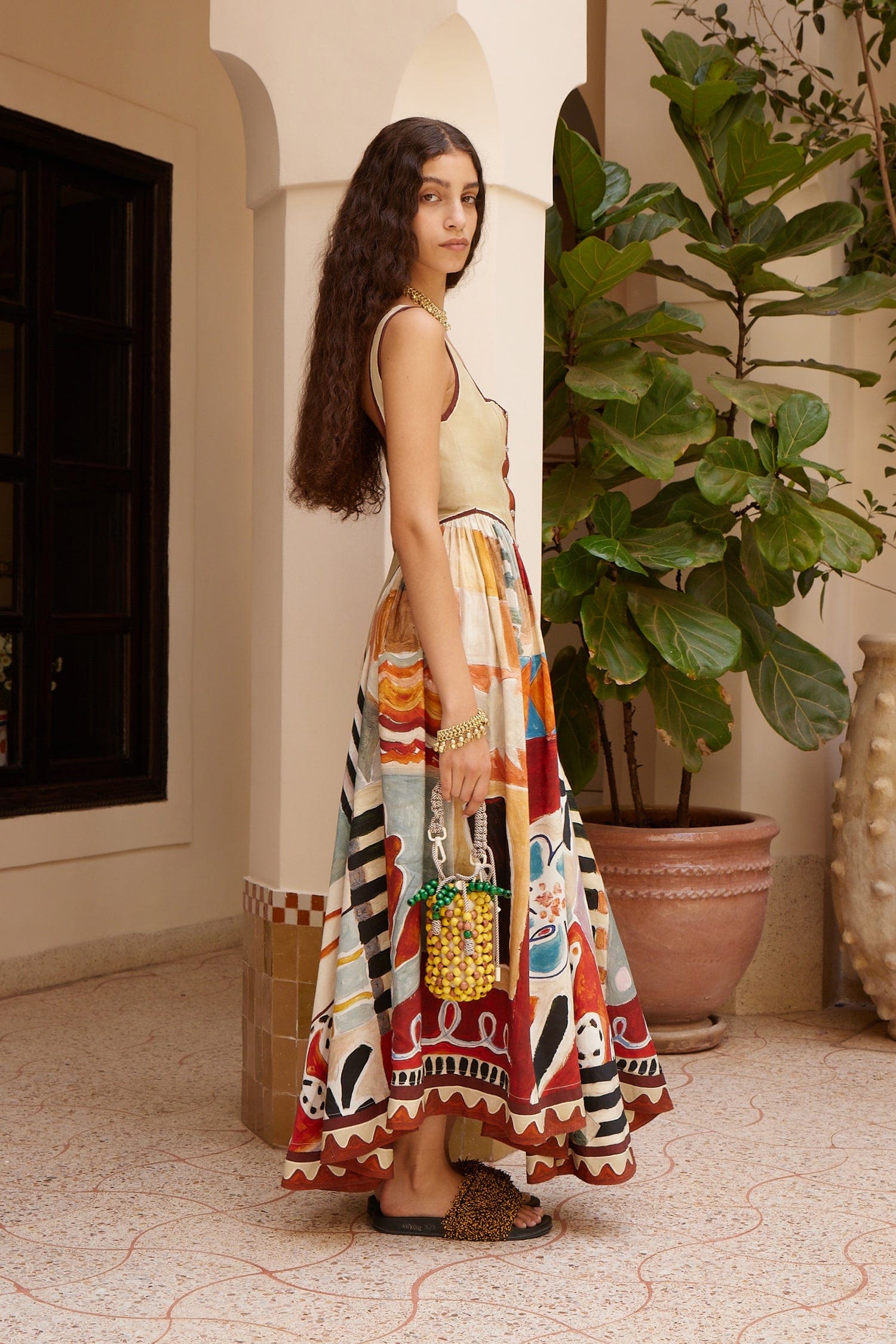 Alemäis Michelle Square Neck Midi Robe Lin Default