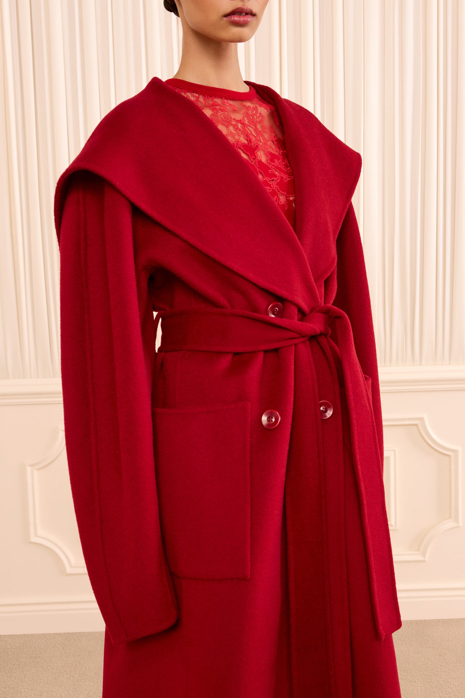 Ulla Johnson Rory manteau laine Cerise long ceinture