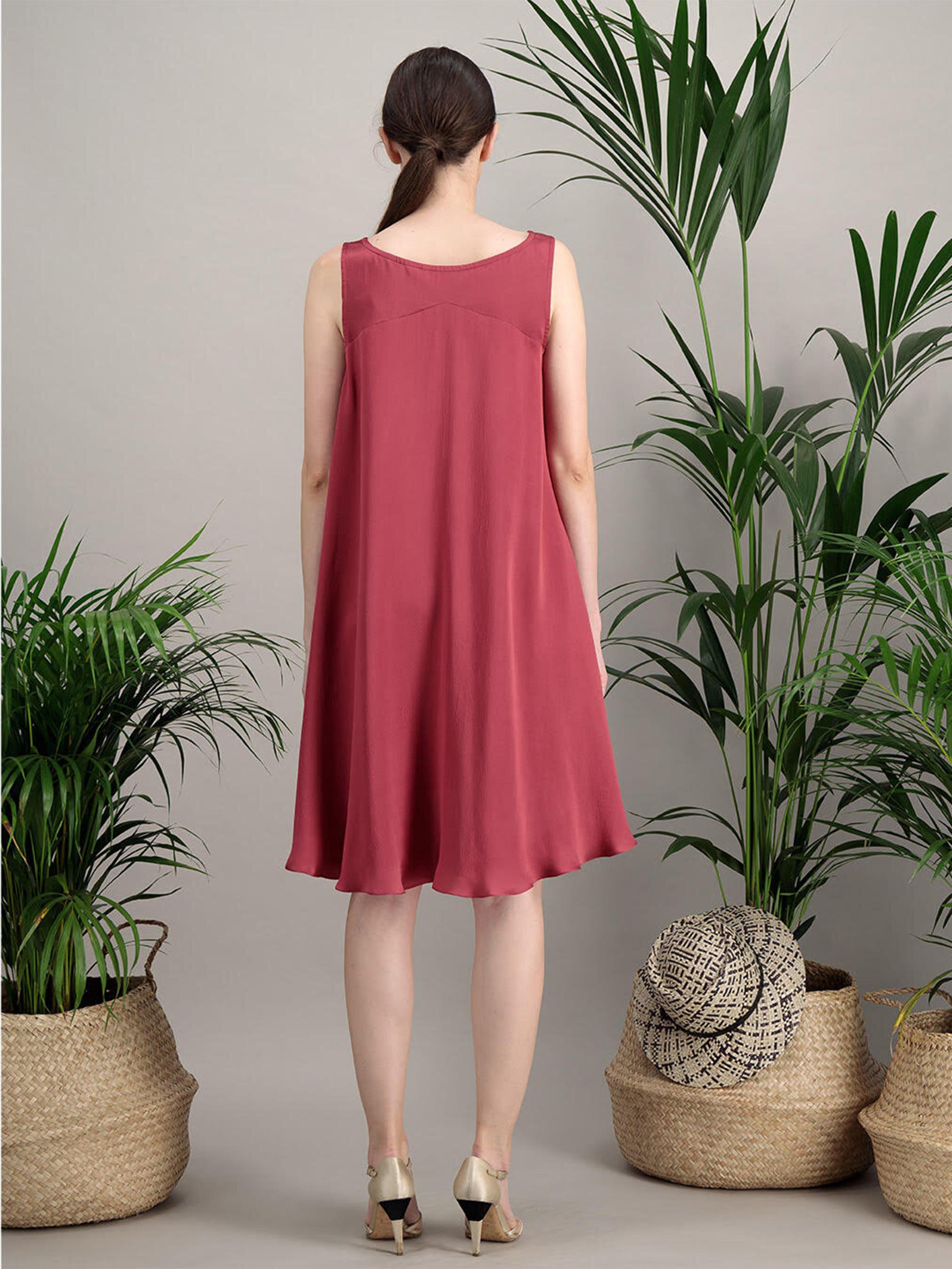 Anahide Saint André Aurore robe soie gaufrée rose