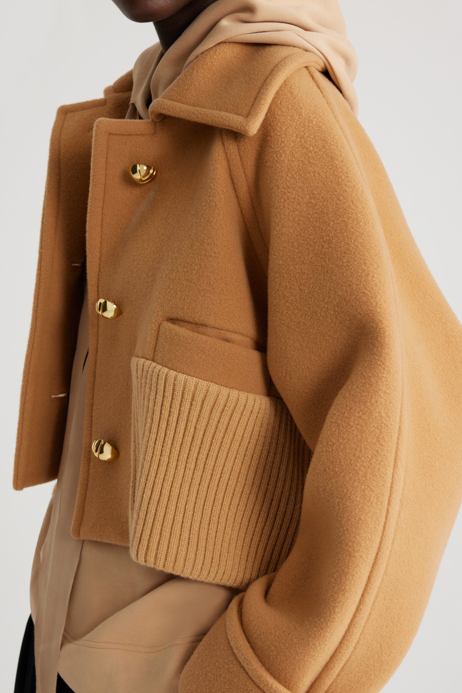 Patou Coats CO023 manteau laine biscuit Biscuit