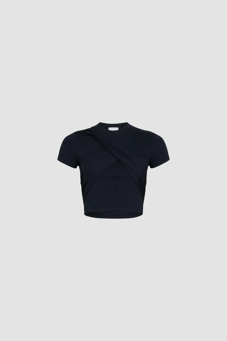 Patou JE161 t-shirt crop coton stretch navy drapé