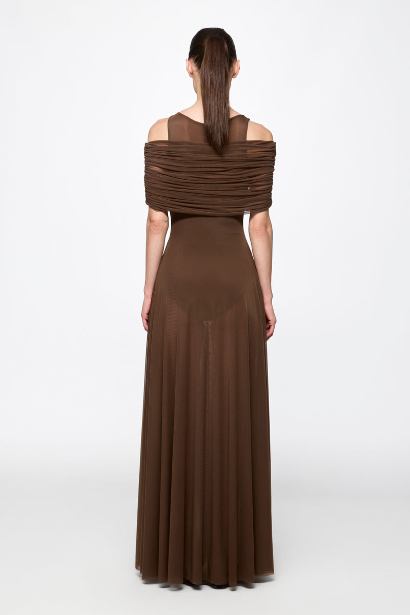 ATU Body Couture robe longue marron mesh bolero