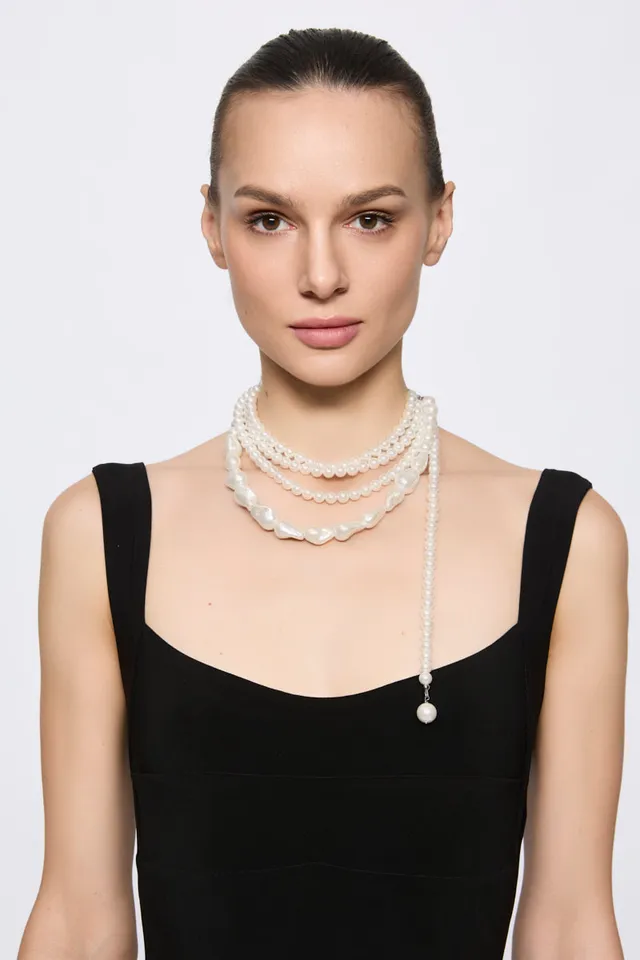 ATU Body Couture Jewelry collier perles multirang blanc taille U