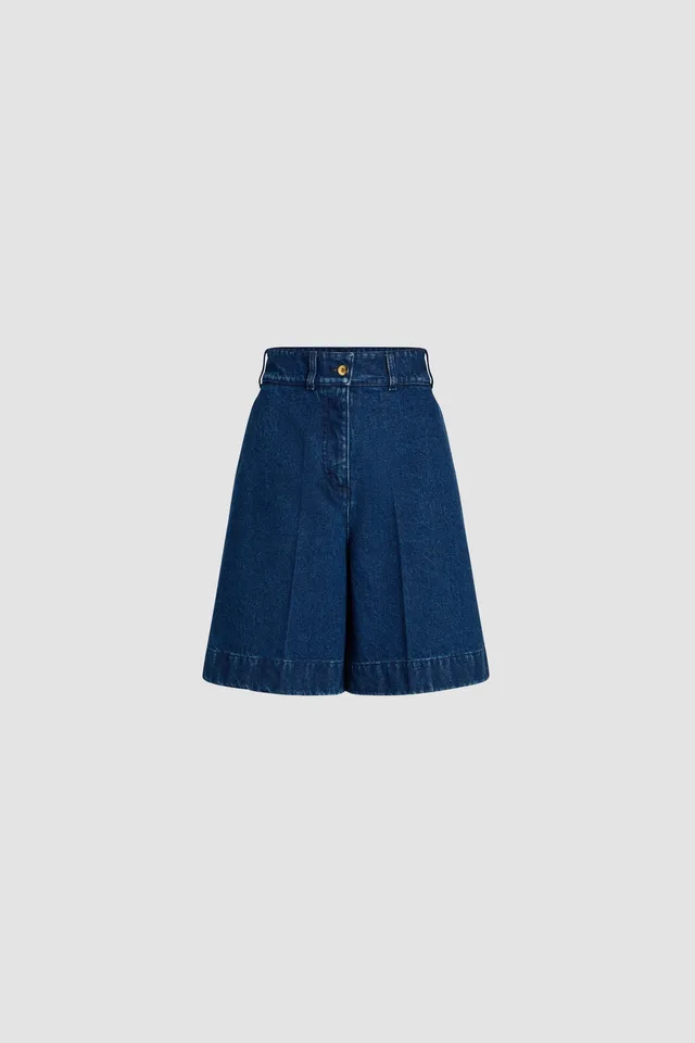 Patou TR052 bermuda denim bleu coton taille haute