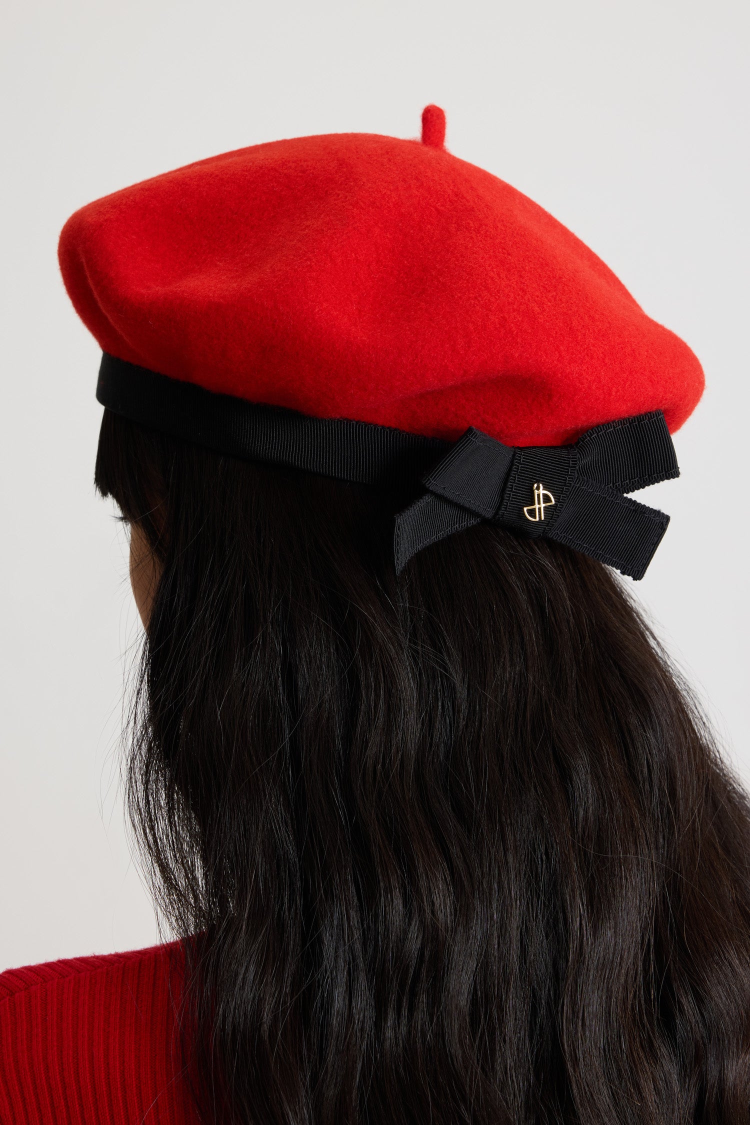 Patou AC112 béret feutre laine rouge Elixir nœud S-L