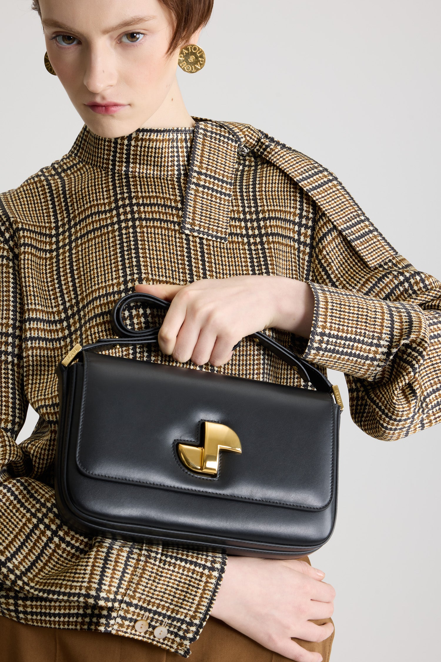 Patou Le Classic Lock sac cuir noir TU fermoir doré