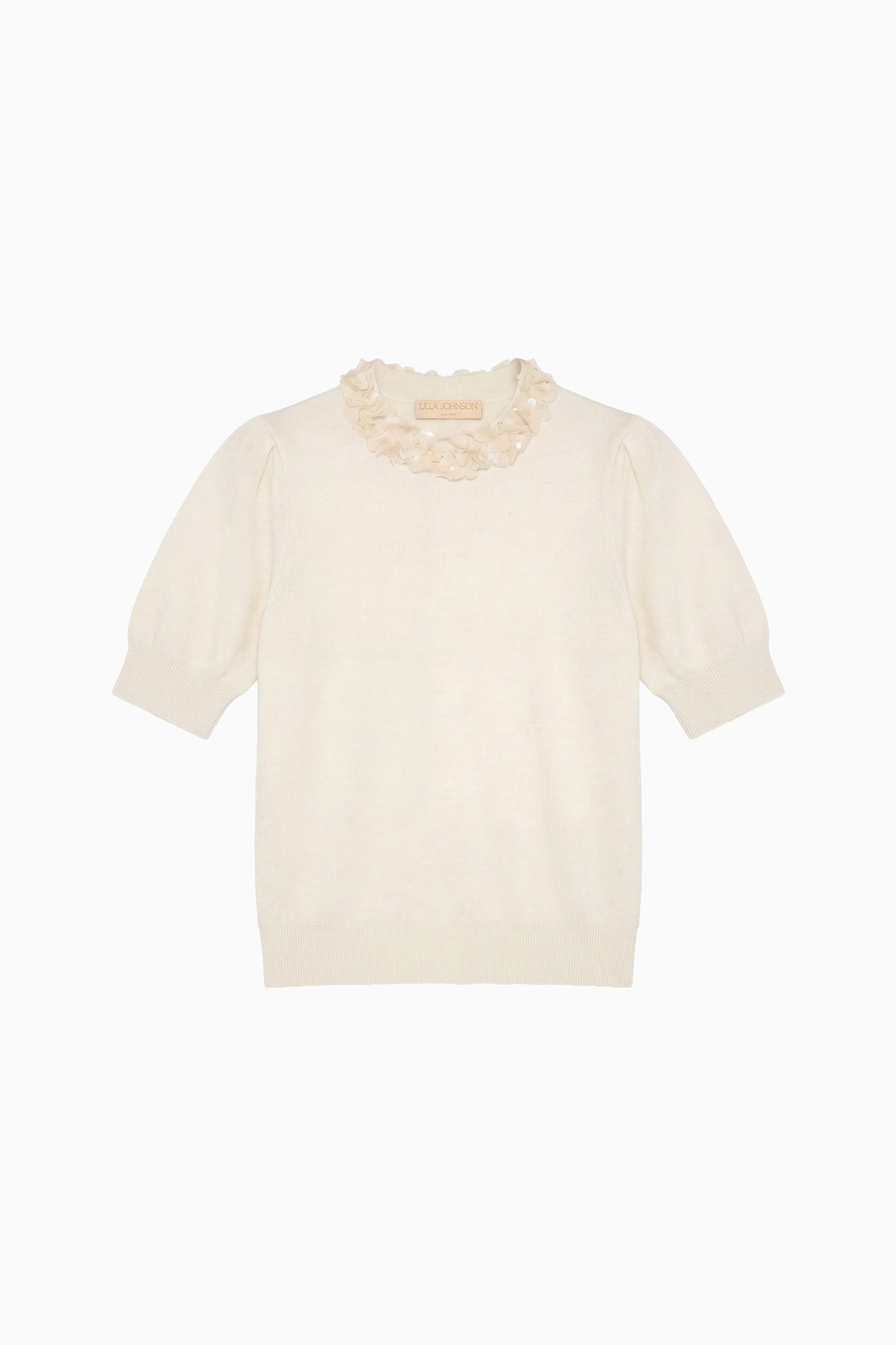 Ulla Johnson Knits Jude Top ivoire sequins laine