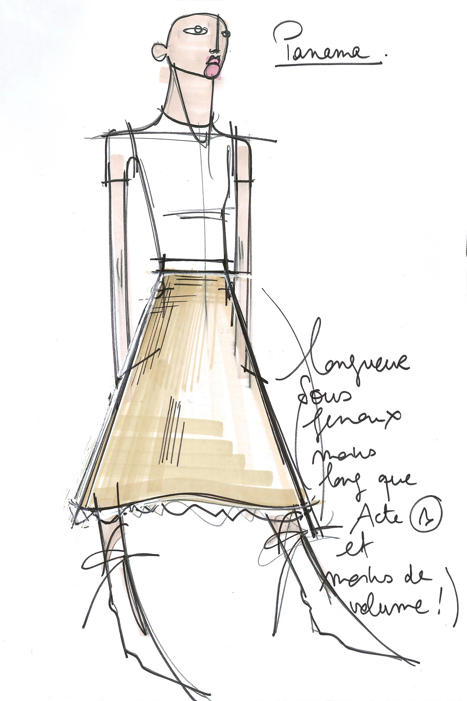 Patou P20SK0100027102V jupe midi vanille coton