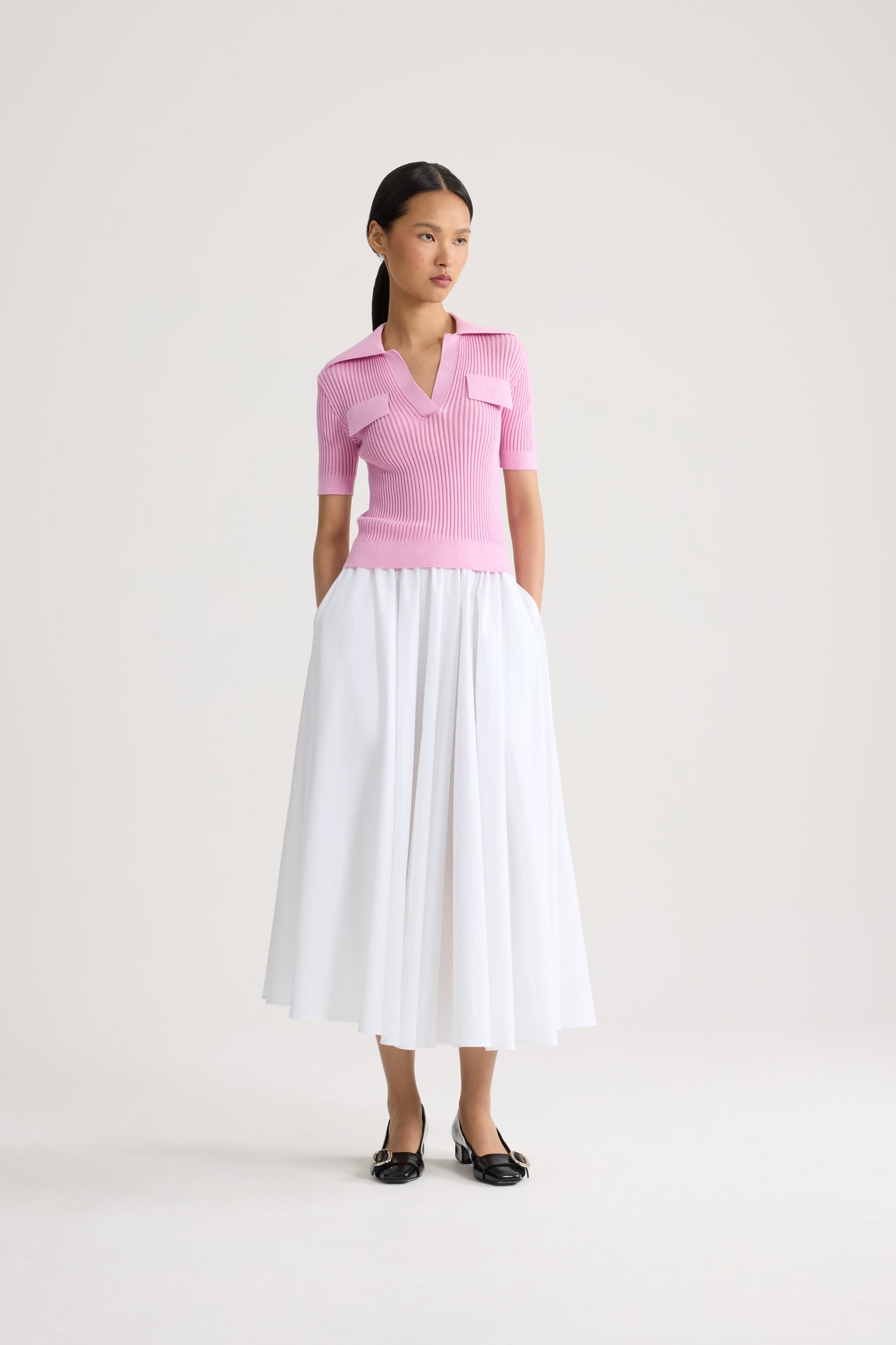 Patou P26KN3418094459P polo coton brodé Orchid Ice