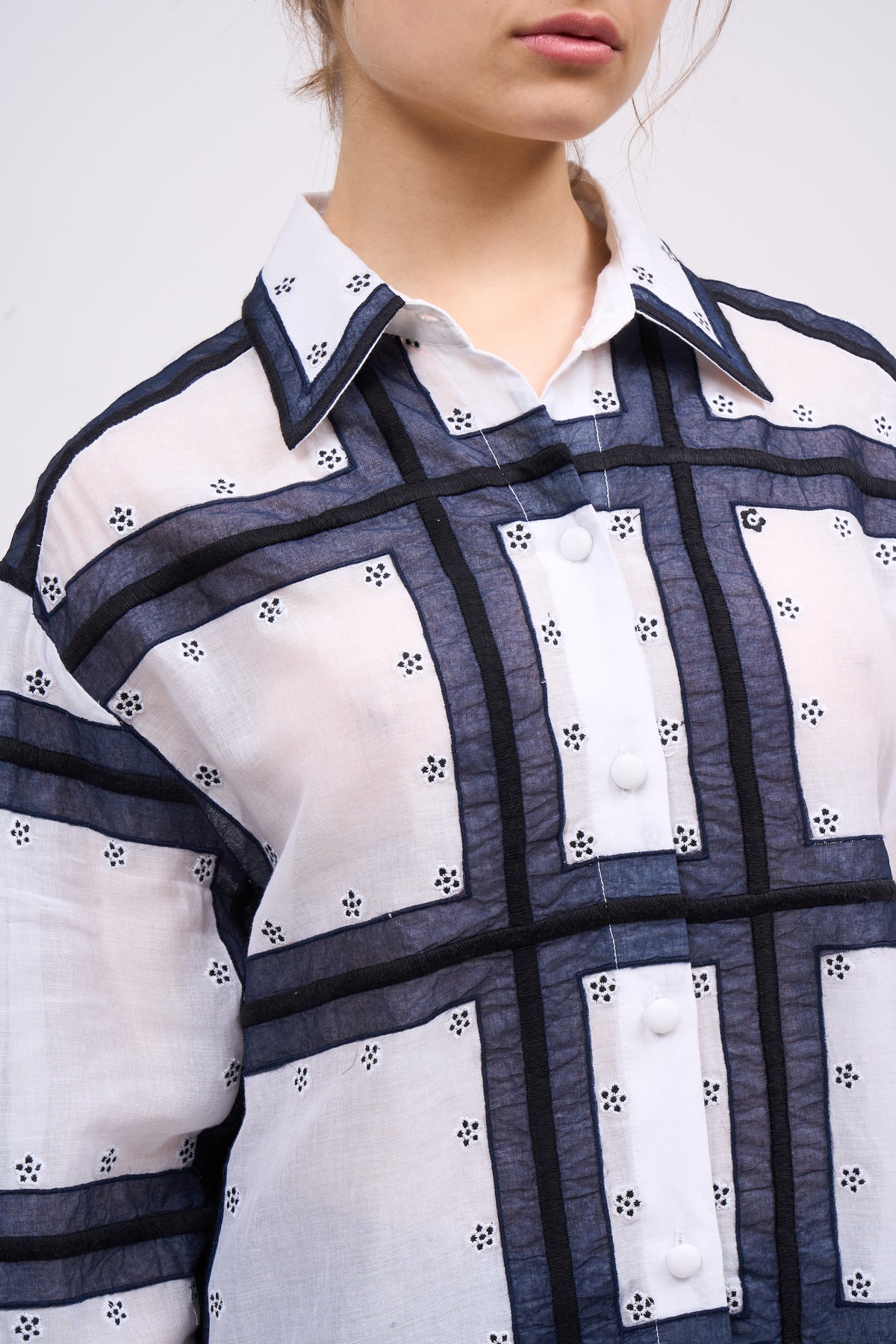 Paul & Joe Catherine chemise coton brodé patchwork