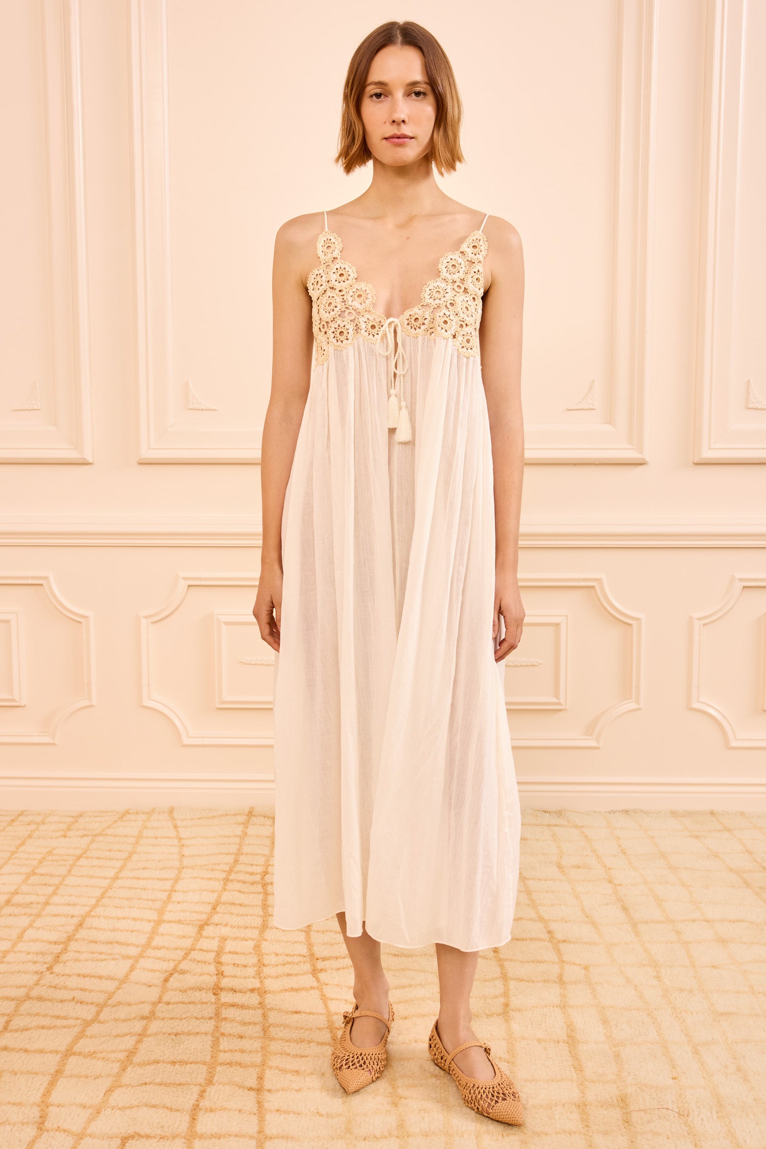 Ulla Johnson Zadie robe cache-maillot Crème crochet coton