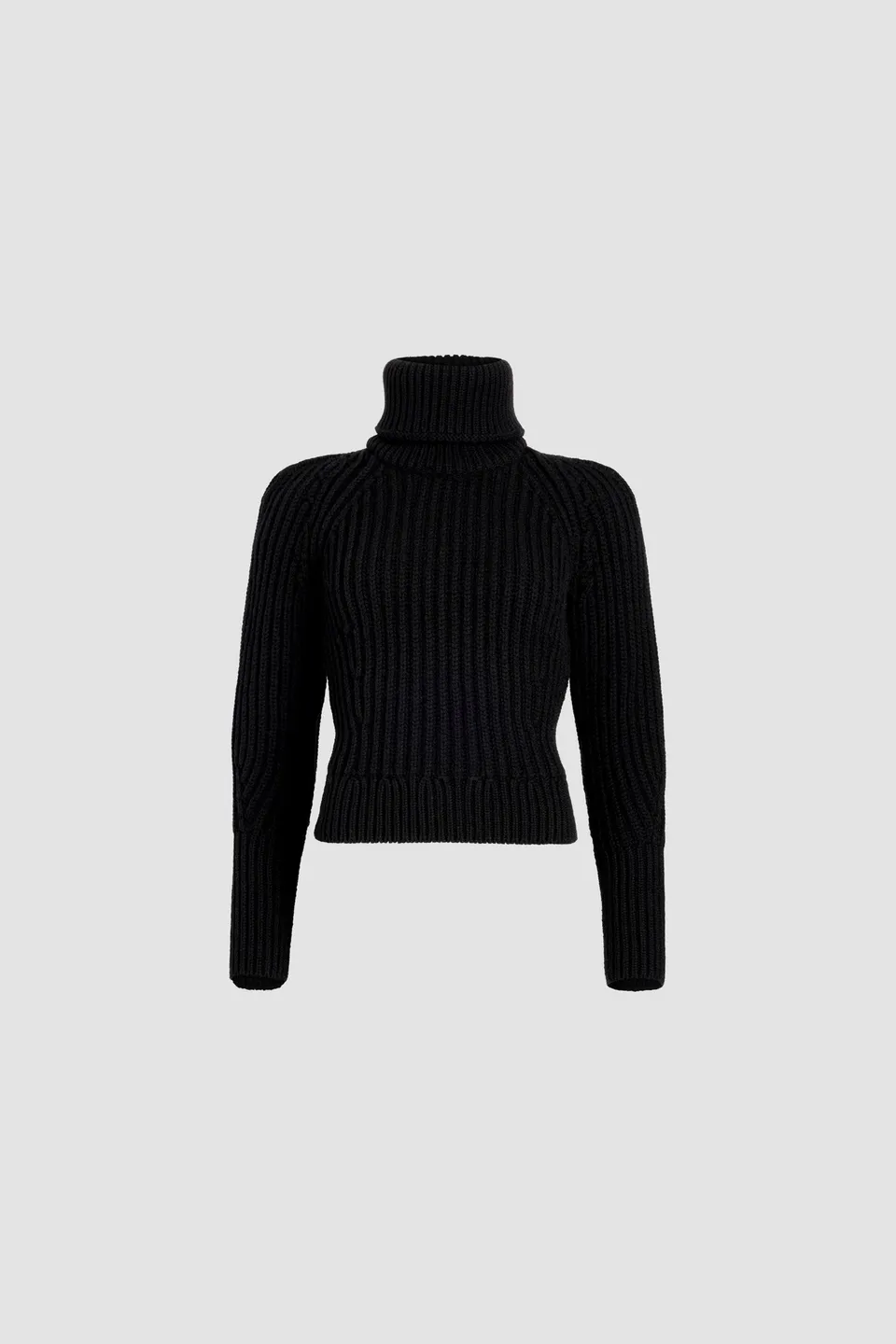Patou KN206 Pull col roulé noir laine cachemire