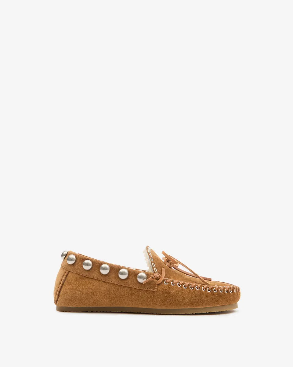 Isabel Marant Fitza mocassins cuir cognac shearling