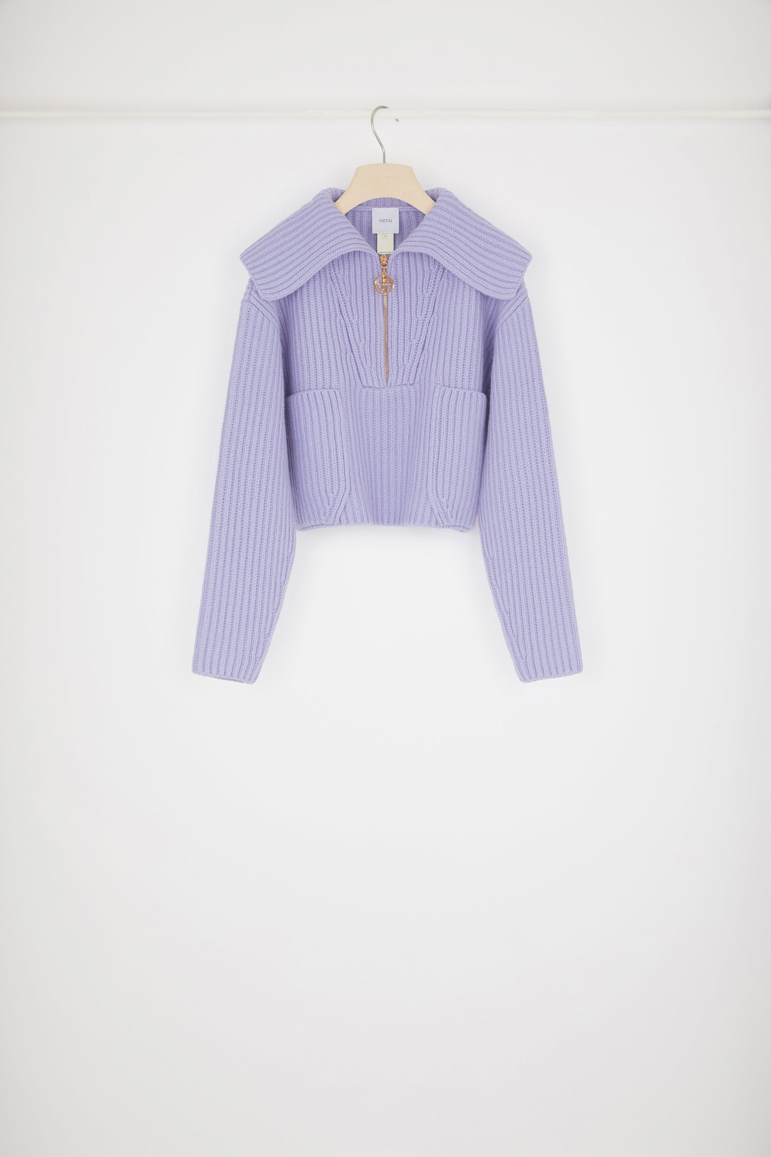 Patou KN090 pull col zip laine lavande XS-XL