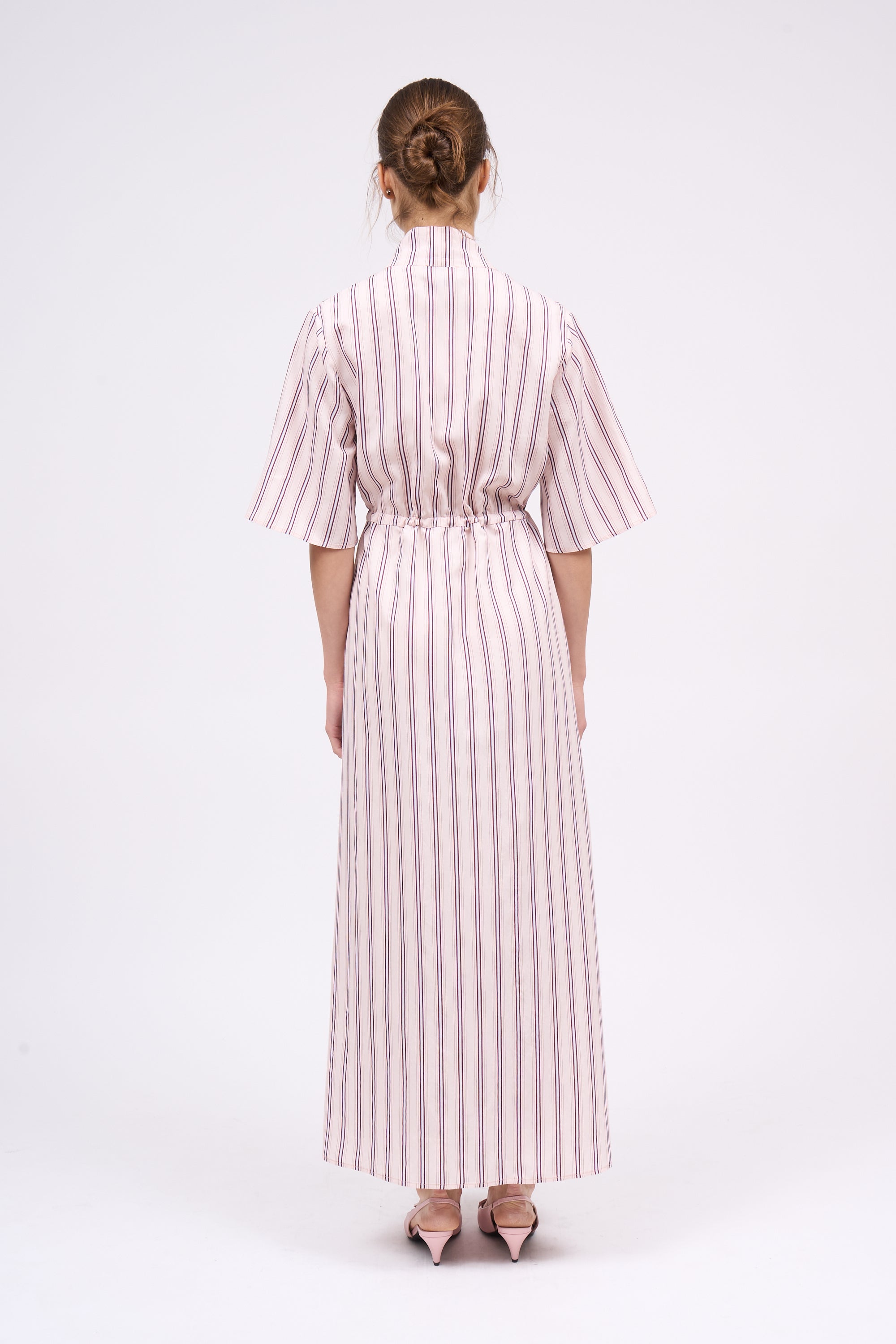 Paul & Joe Renée robe-chemise rayée rose pâle viscose