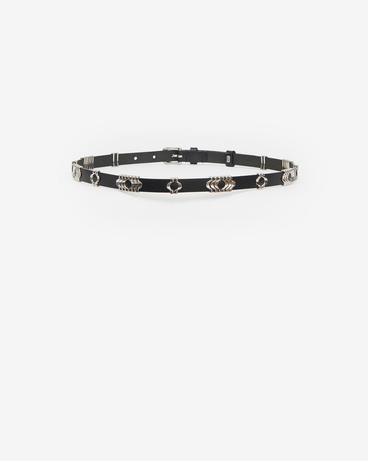Isabel Marant Odena ceinture cuir noir argenté 1,5 cm