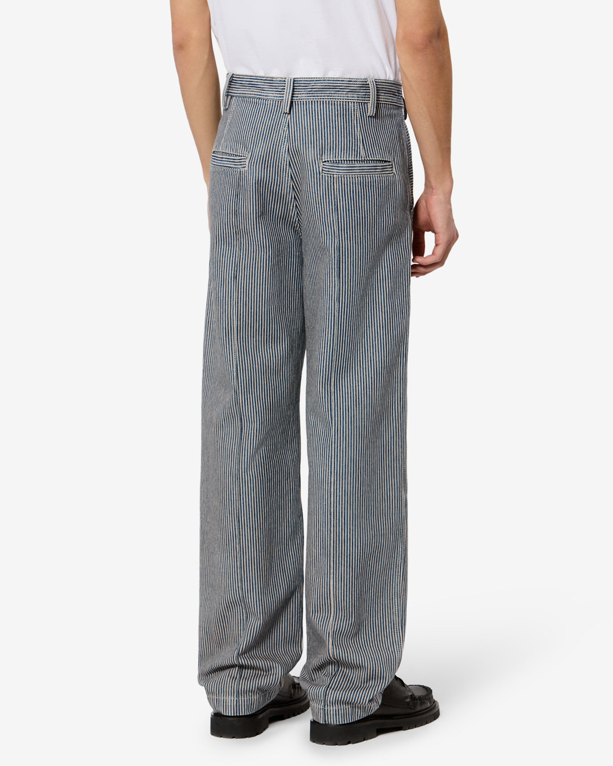 Isabel Marant Elois PA0787HA-D3H05H jean droit bleu-blanc