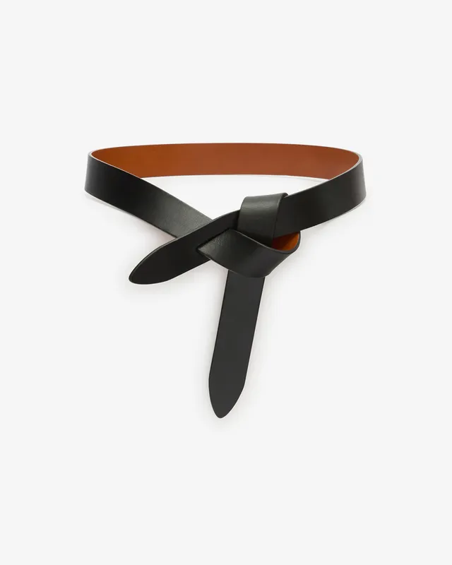 Isabel Marant Lecce ceinture cuir noir et naturel à nouer