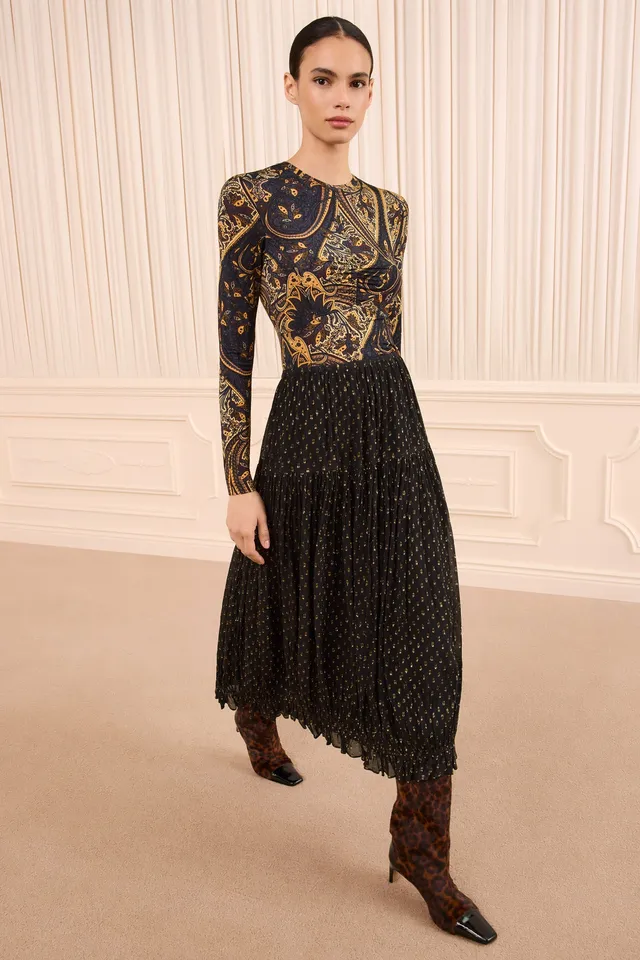 Ulla Johnson Floret FA260316 jupe soie Noir midi 100% soie