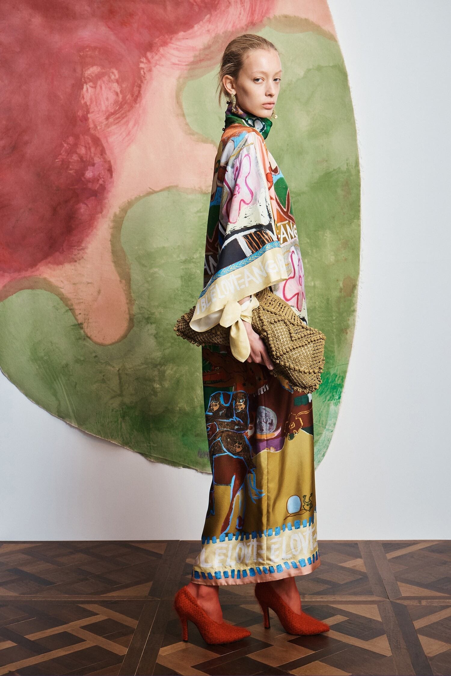 Alemäis Mlak Silk Midi robe midi soie imprimée