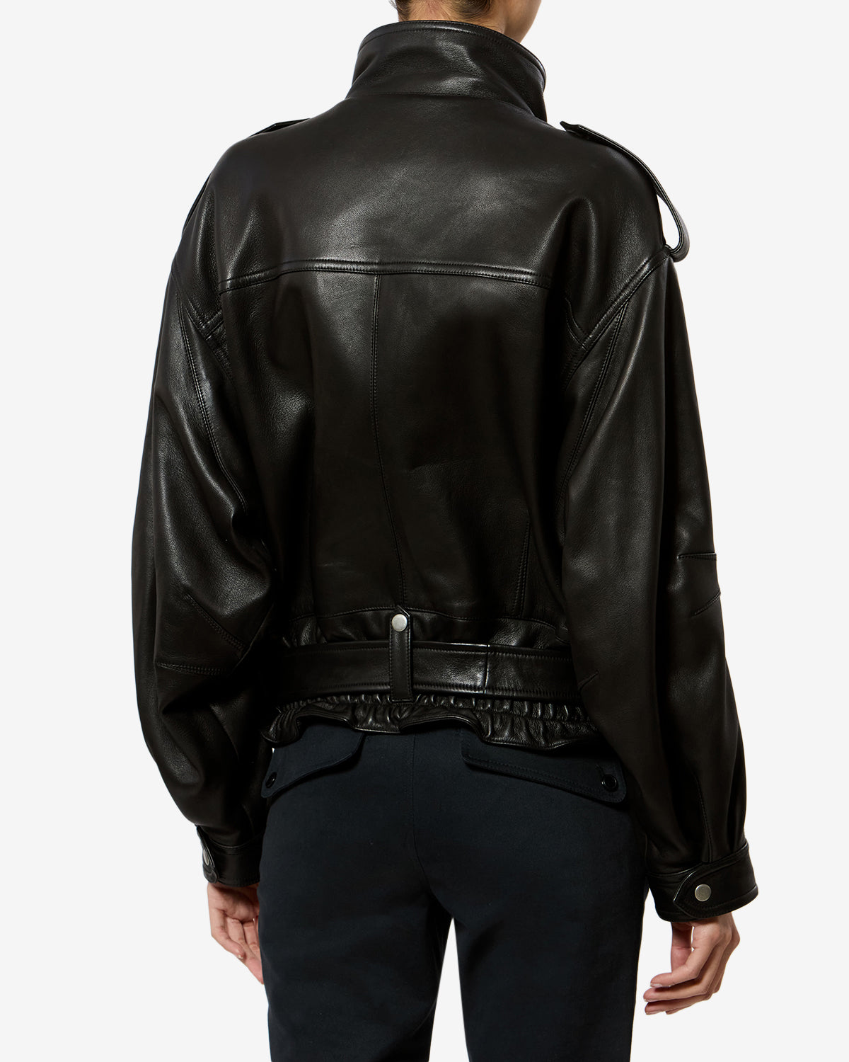 Isabel Marant Farza veste cuir agneau noir
