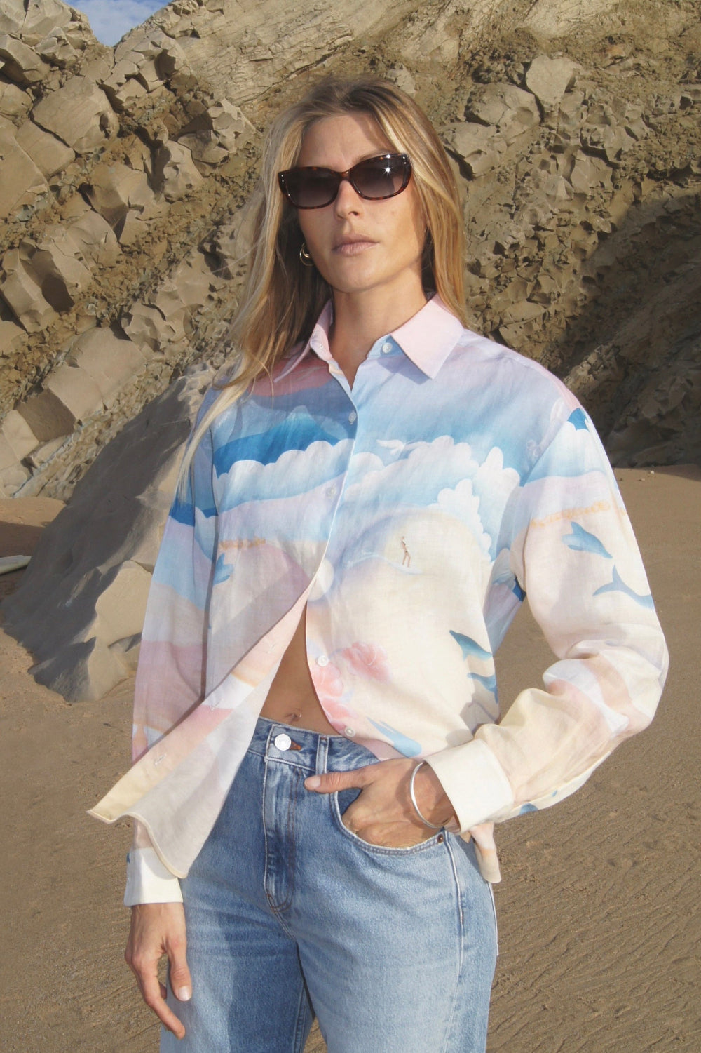 Paul & Joe Dune chemise ramie imprimée Dune
