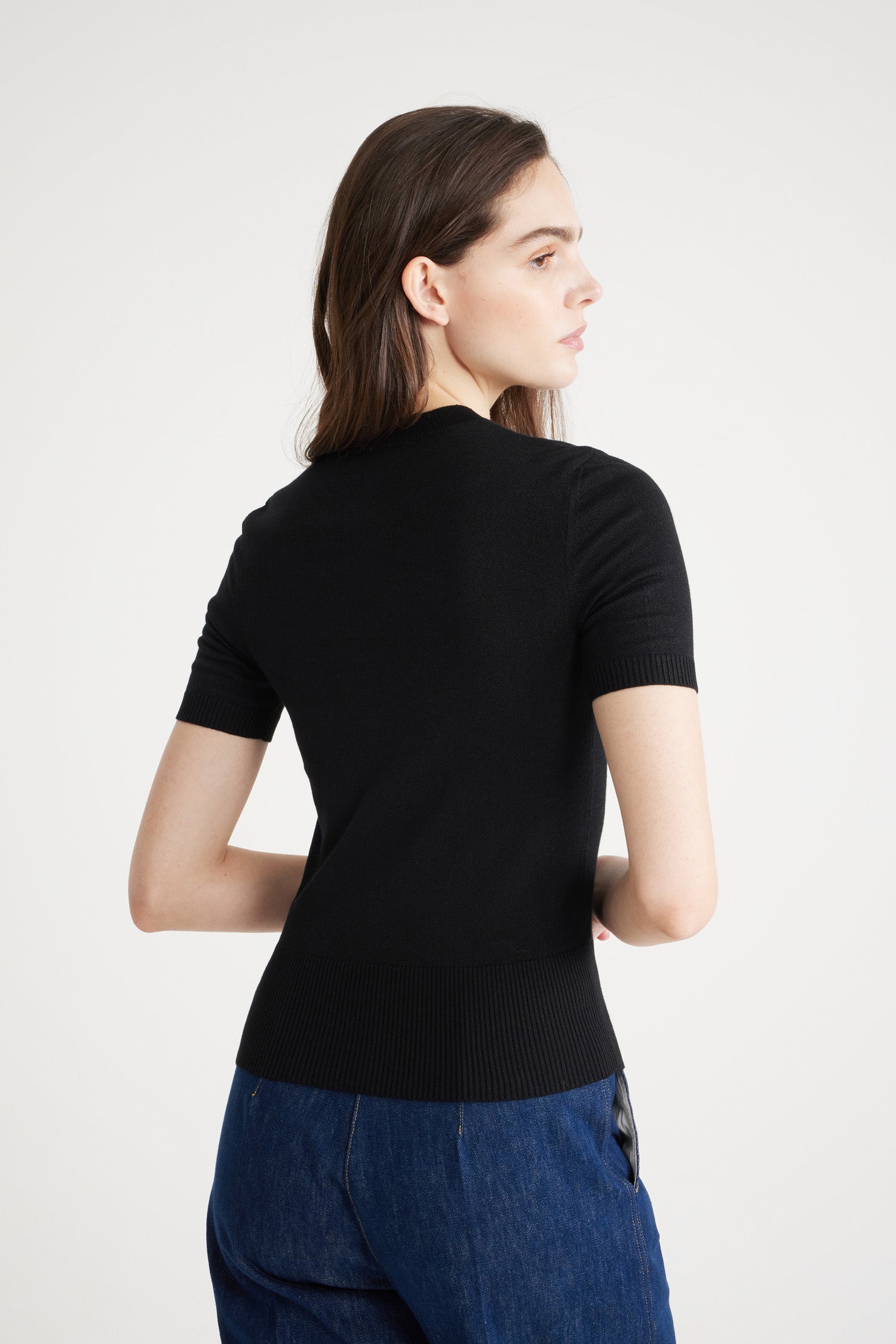 Patou KN182 top maille jacquard coton noir rose XS-XL