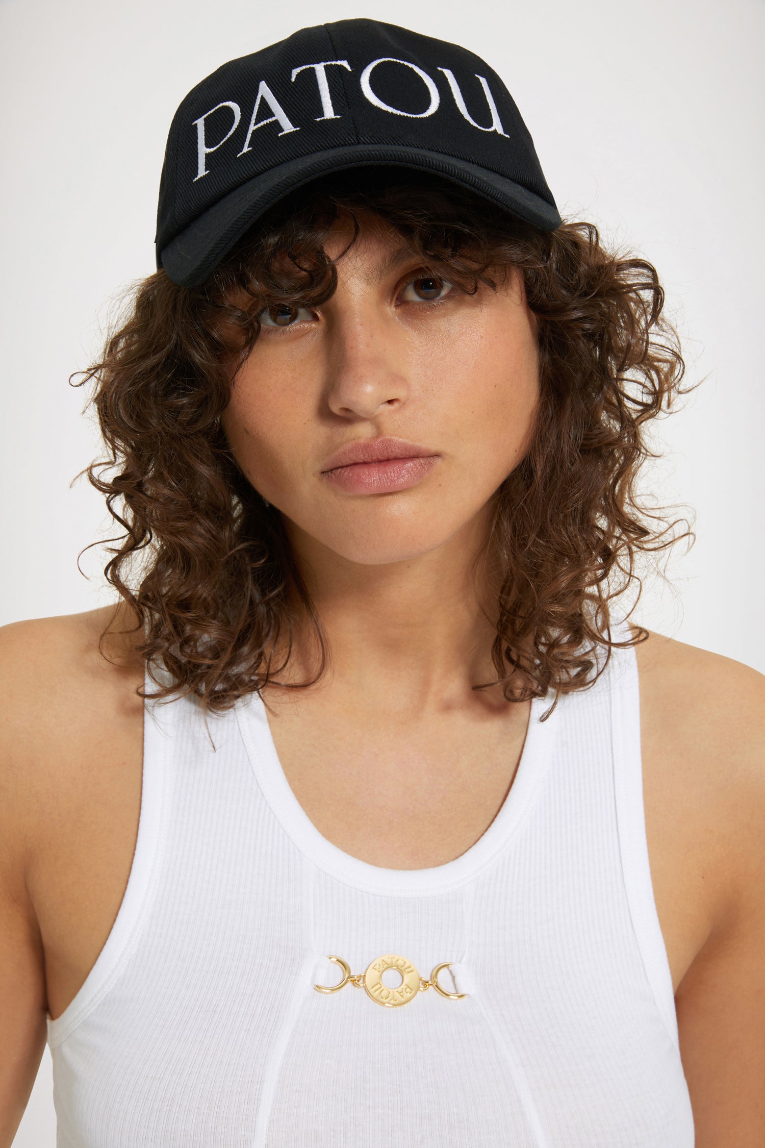 Patou JE072 débardeur top coton bio blanc médaillon
