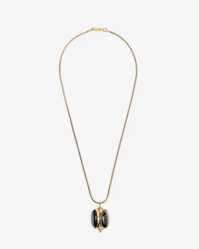 Isabel Marant Hanae sautoir noir pendentif agate