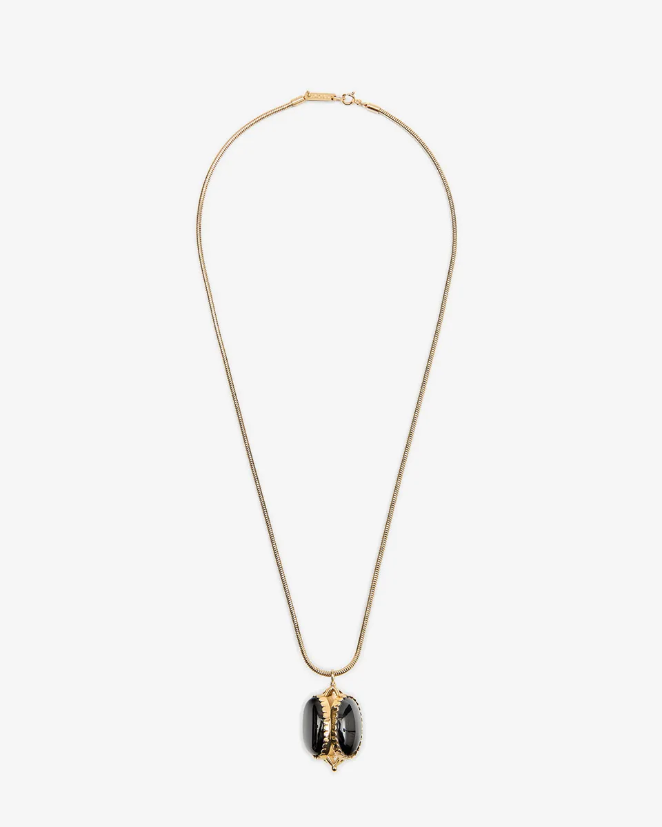 Isabel Marant Hanae sautoir noir pendentif agate