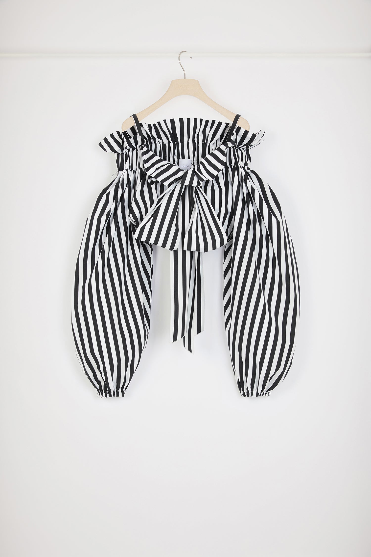 Patou P24TO043 top coton Black Small Stripe cropped