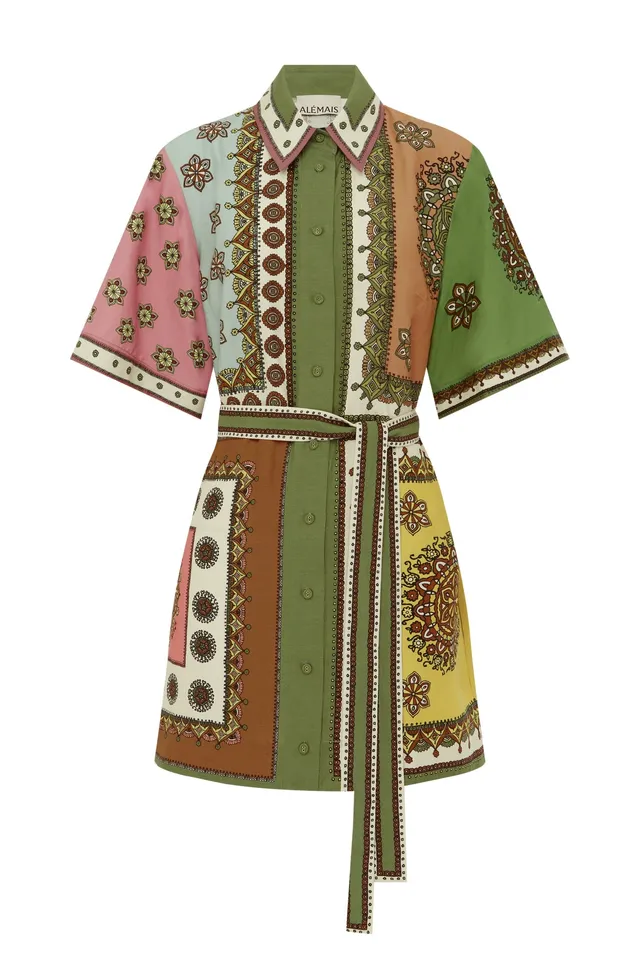 Alemais Contina Mini Dress robe chemise imprimé ceinture