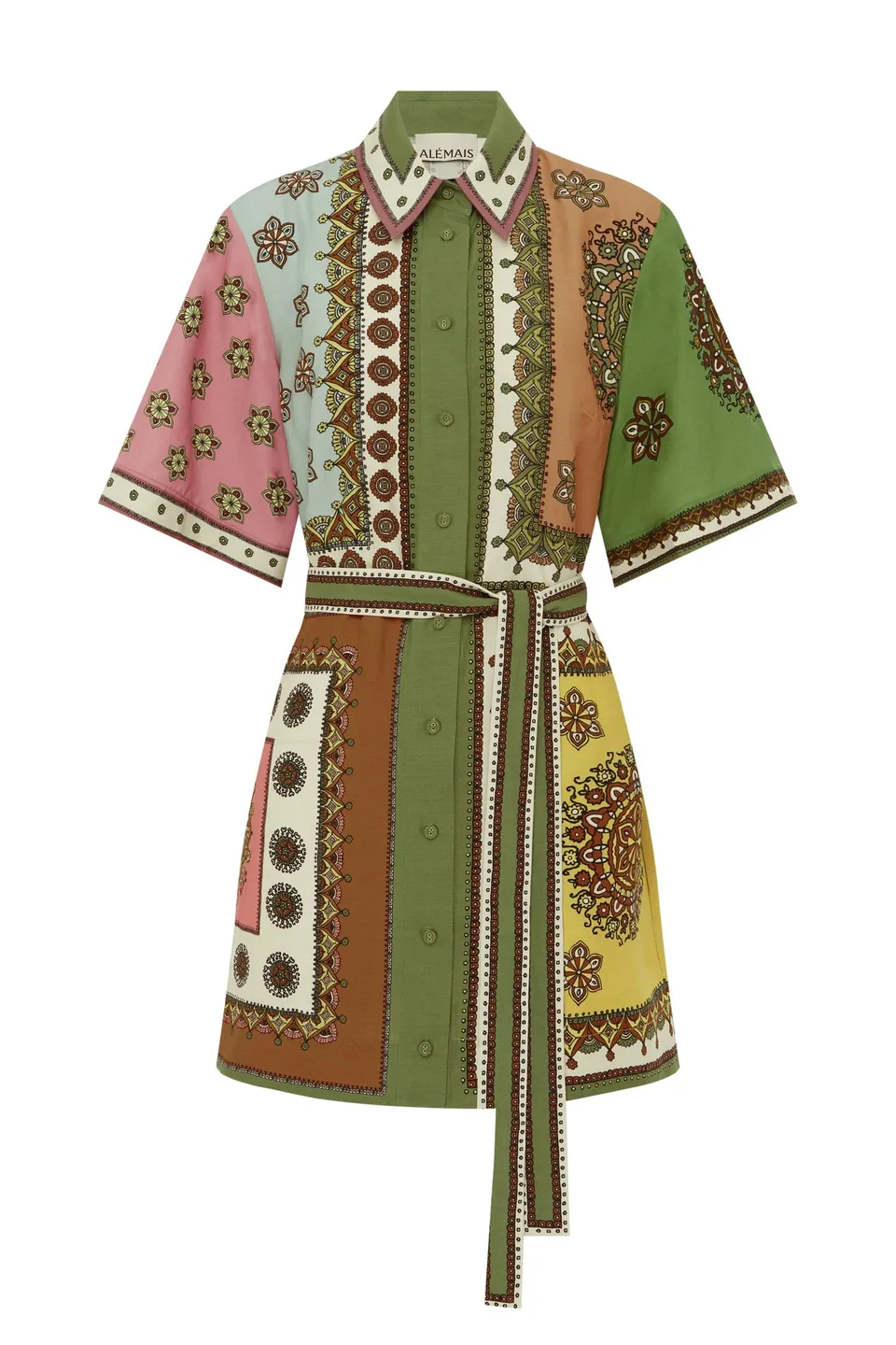 Alemais Contina Mini Dress robe chemise imprimé ceinture
