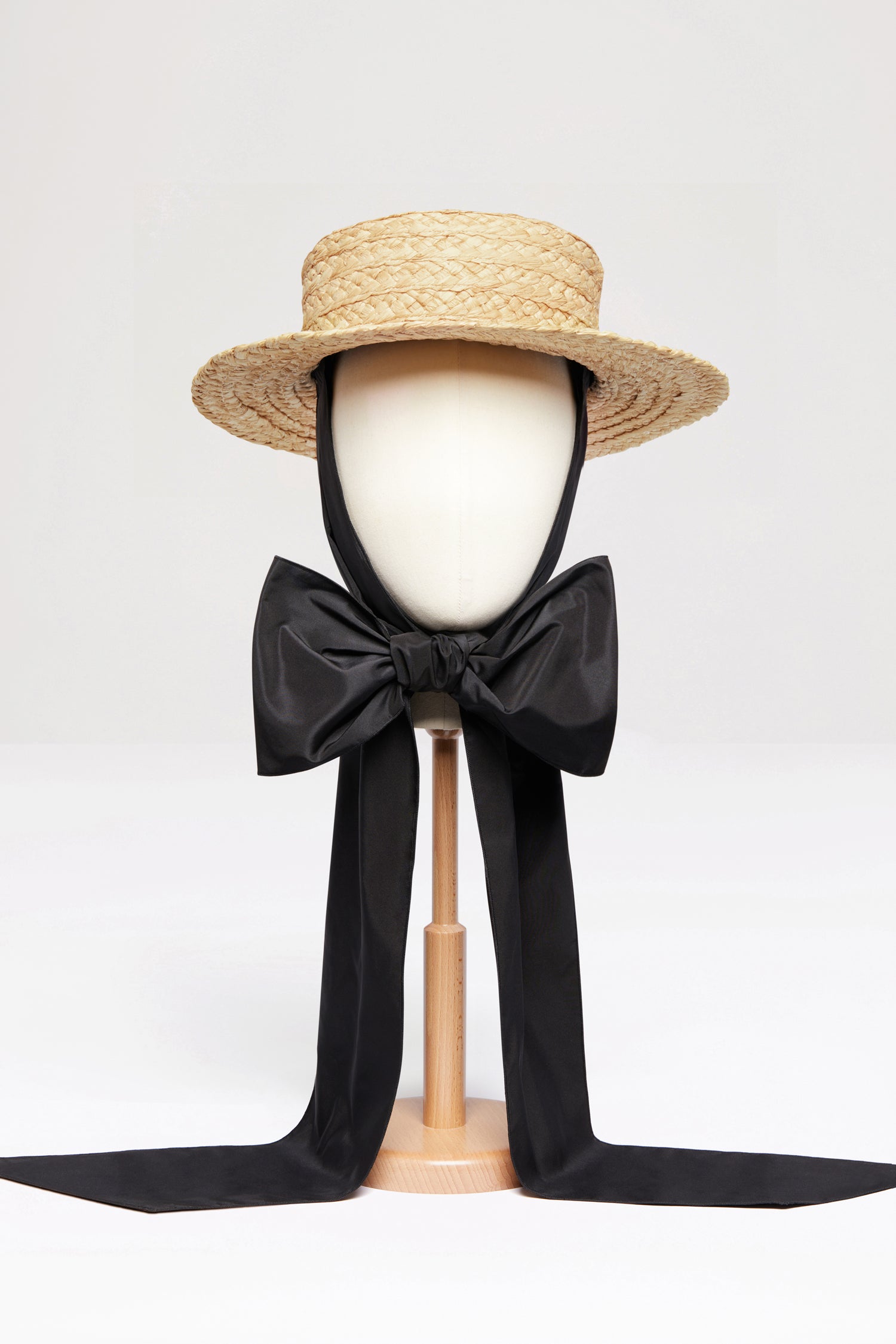 Patou AC042 canotier raphia vanilla noeud noir TU