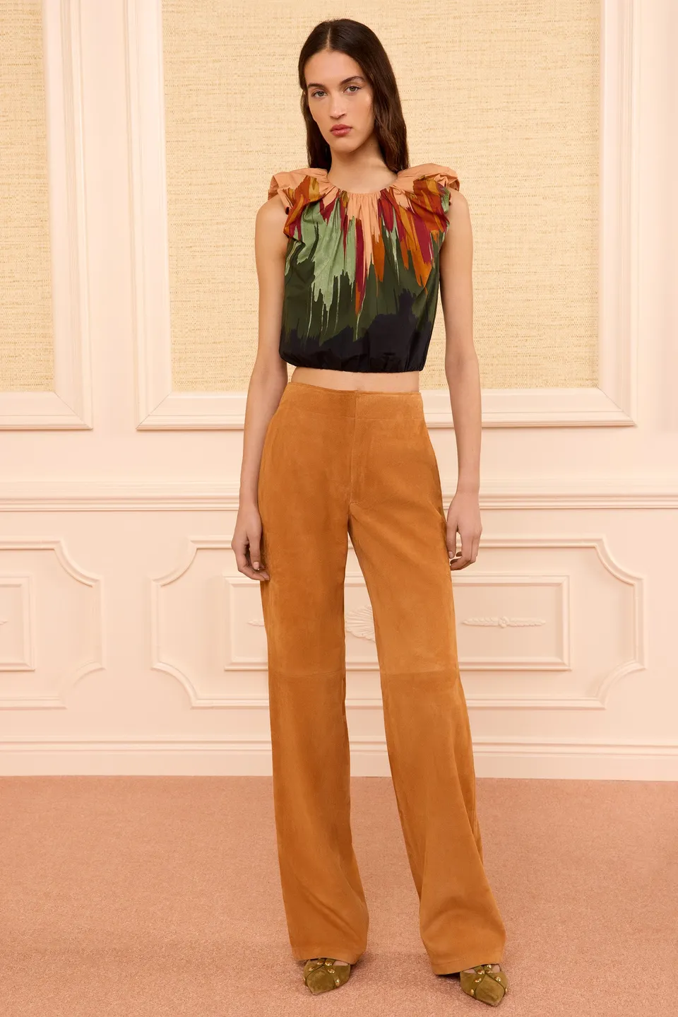 Ulla Johnson Freja pantalon daim cognac fuselé