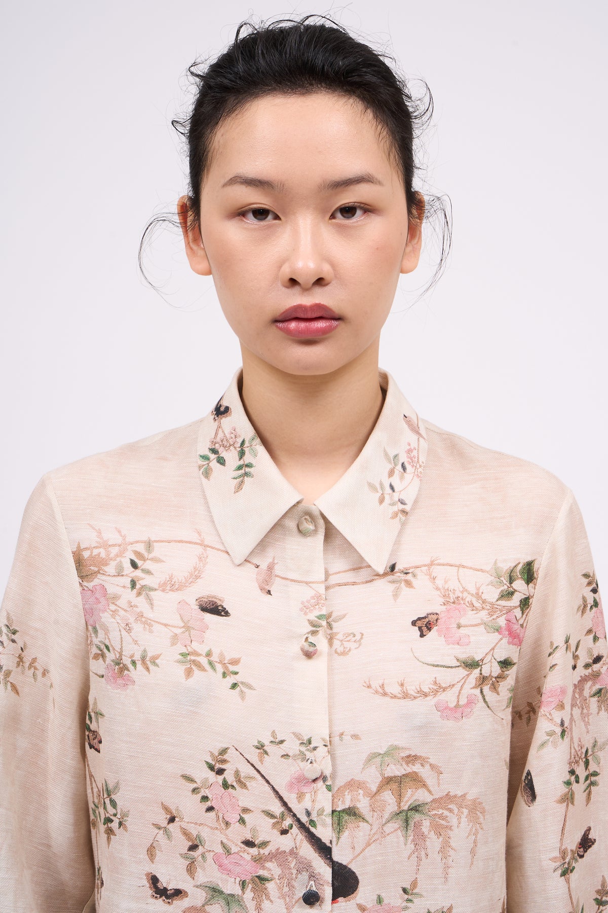 Paul & Joe Chardonnet chemise droite lin soie jardin